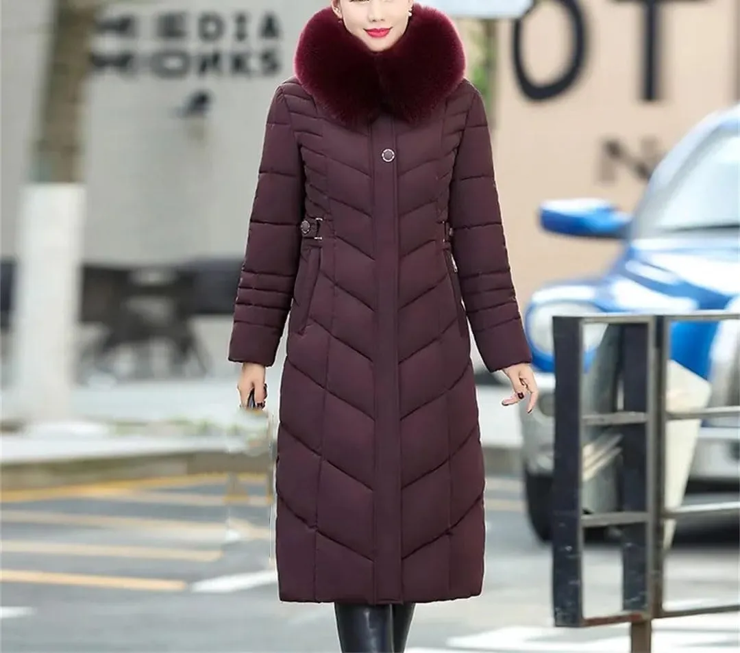 Women Winter Jacket Parkas Hooded Warm Long Thick Cotton Padded Coat Mom Outwear