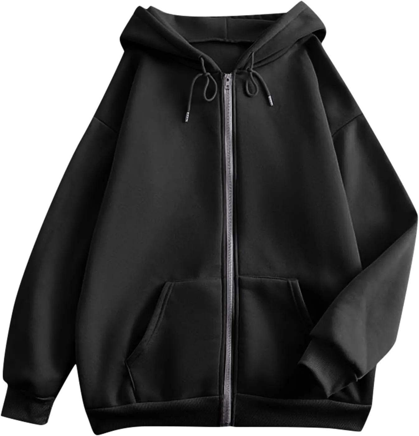 Women Zip Up Hoodie Casual Loose Oversized Sweatshirt Long Sleeve Comfy Fleece Jacket with Pockets Workout Clothes