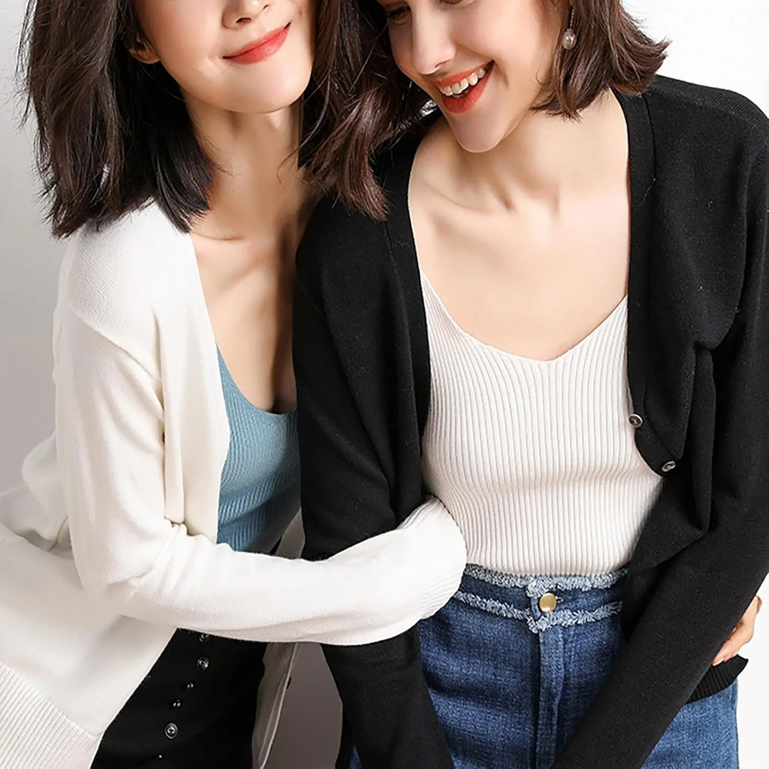 Womens 2024 Fall Fashion Cardigan Sweaters Lightweight V Neck Button Ribbed Knit Jumpers Comfy Open Front Casual Top