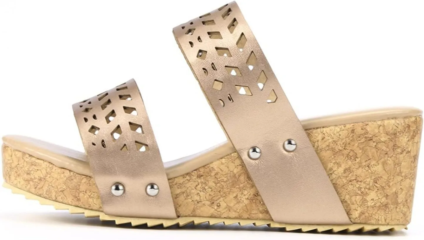 Women's Arch Support Slides Open Sandals Breathable Hollow Out Summer Slip On Wedges Toe Beach Shoes for Women