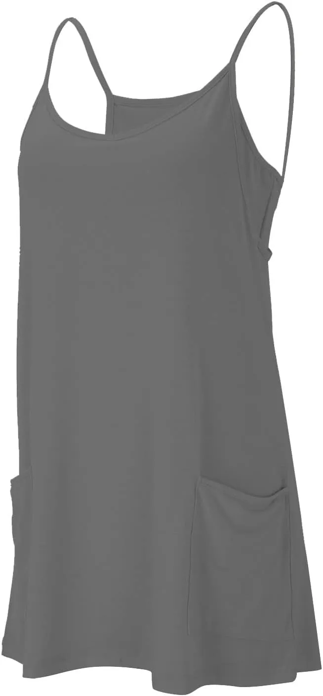 Womens Athletic Dress with Shorts Underneath Summer Spaghetti Strap Romper Dresses Tennis Workout Mini Dress