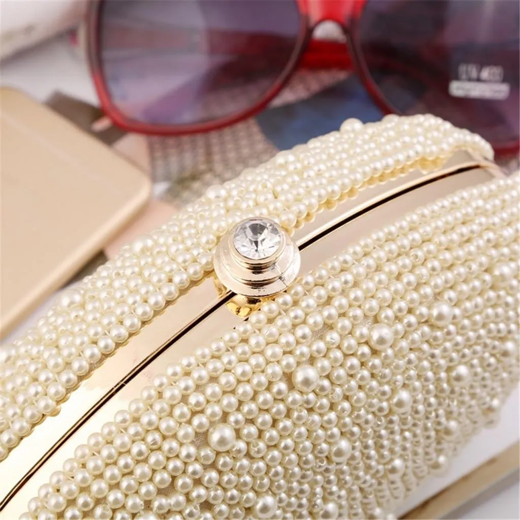 Women's Bag Exquisite Evening Party Bag Pearl Bag Clutch Hundred Models Oval Fashion Bag(D)