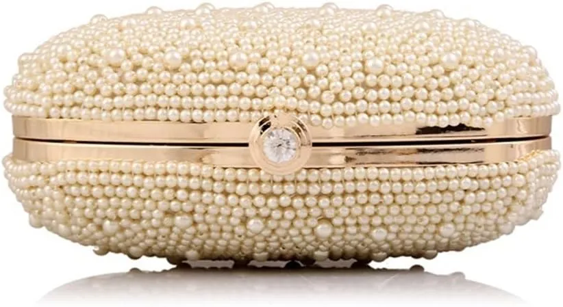 Women's Bag Exquisite Evening Party Bag Pearl Bag Clutch Hundred Models Oval Fashion Bag(D)