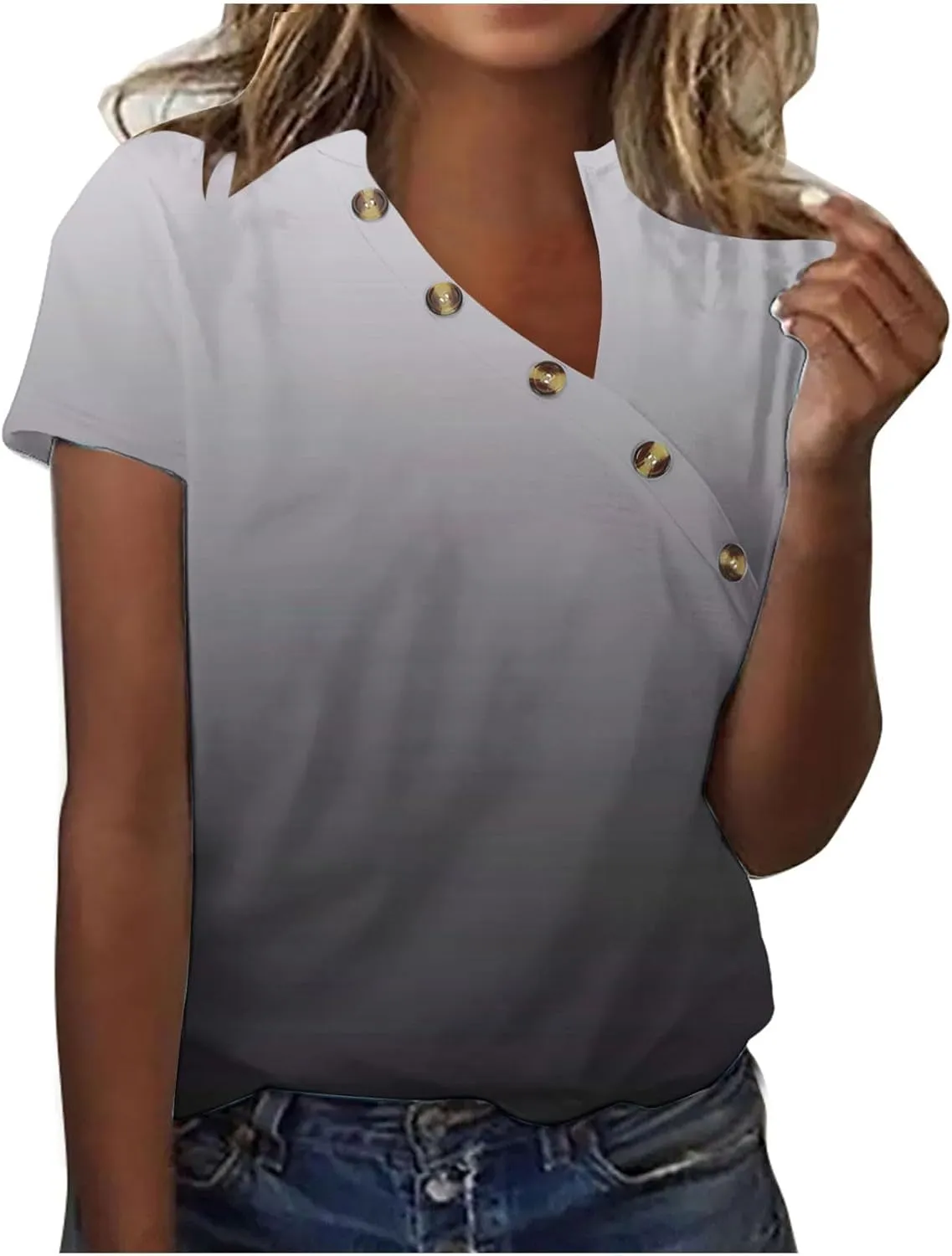 Womens Boho Blouses Dressy Casual Summer Tops Short Sleeve Tshirts Tie Dye Tee Tunics 2024 Trendy Ladies Clothes