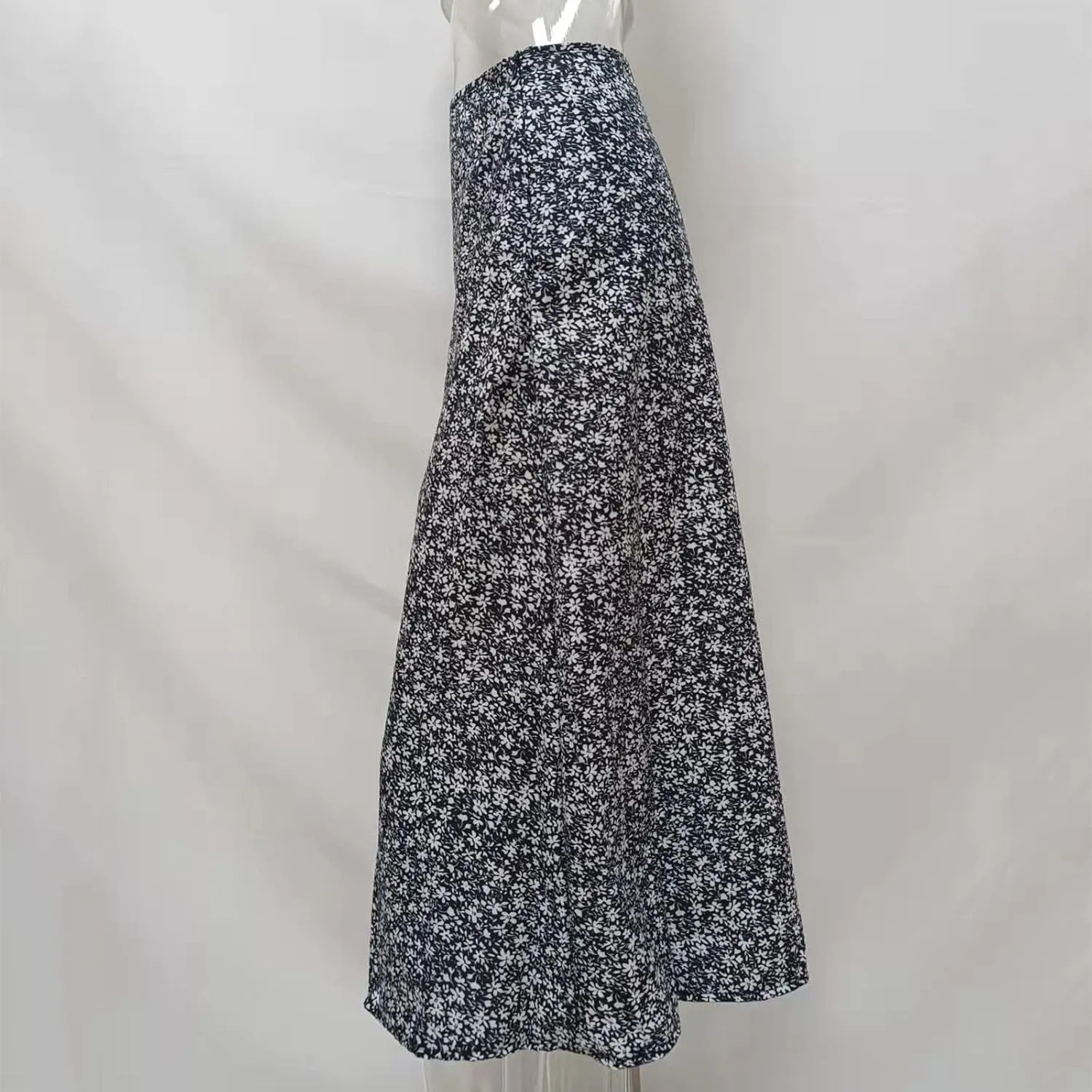 Womens Boho Floral Skirt with Slit Summer Beach Flowy Midi Skirts Sexy High Waisted A-Line Skirts Casual Wraps Skirt Dresses