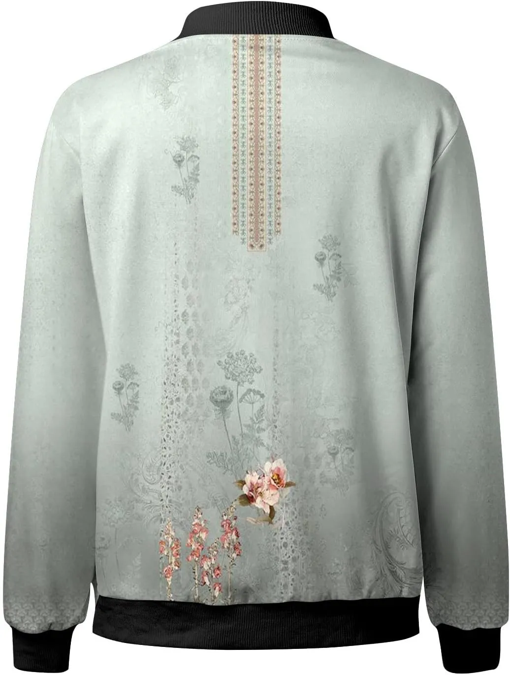 Womens Bomber Jacket 2024 Trendy Casual Lightweight Floral Print Zip Up Coats Outerwear Windbreaker with Pockets
