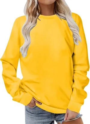 Womens Casual Long Sleeve Sweatshirt Cute Long Sleeve Oversized Pullover Tops Loose Fit Crew Neck Soft t-Shirts