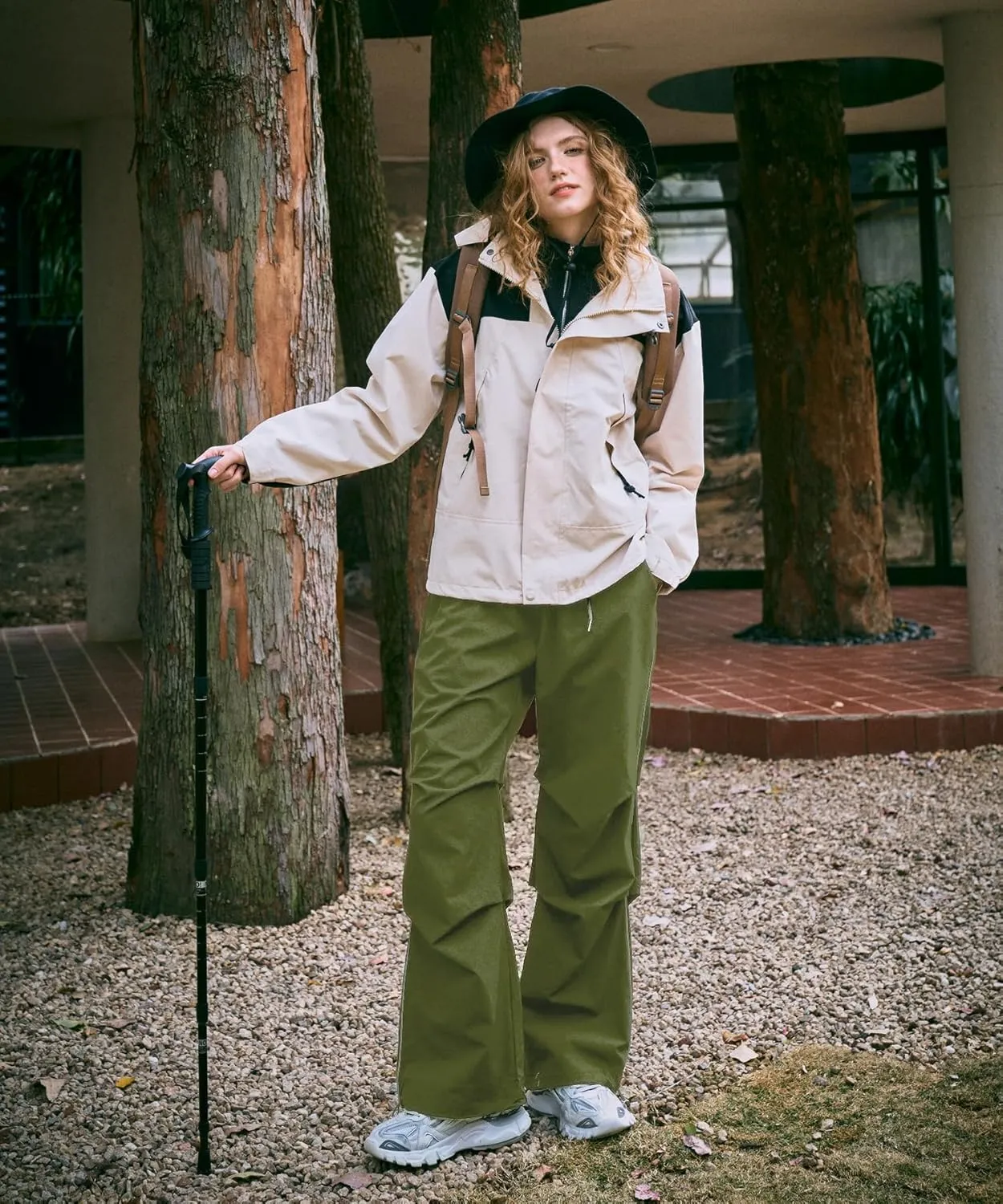 Women's Casual Parachute Pants Baggy Hiking Pants Drawstring Elastic Waist Track Y2K Trousers