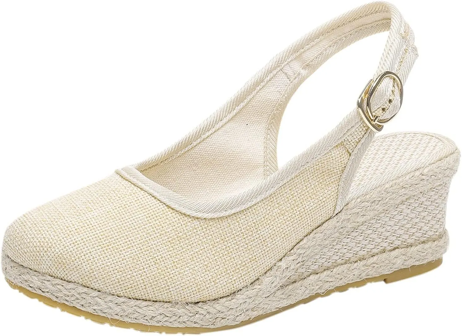 Womens Closed Toe Espadrille Wedge Heels Sandals 2025 Retro Casual Ankle Strap Platform Wedges Summer Canvas Wide Width Sandal Pumps Low Rounded Elegant Working Espadrilles Shoes Heel Sandals