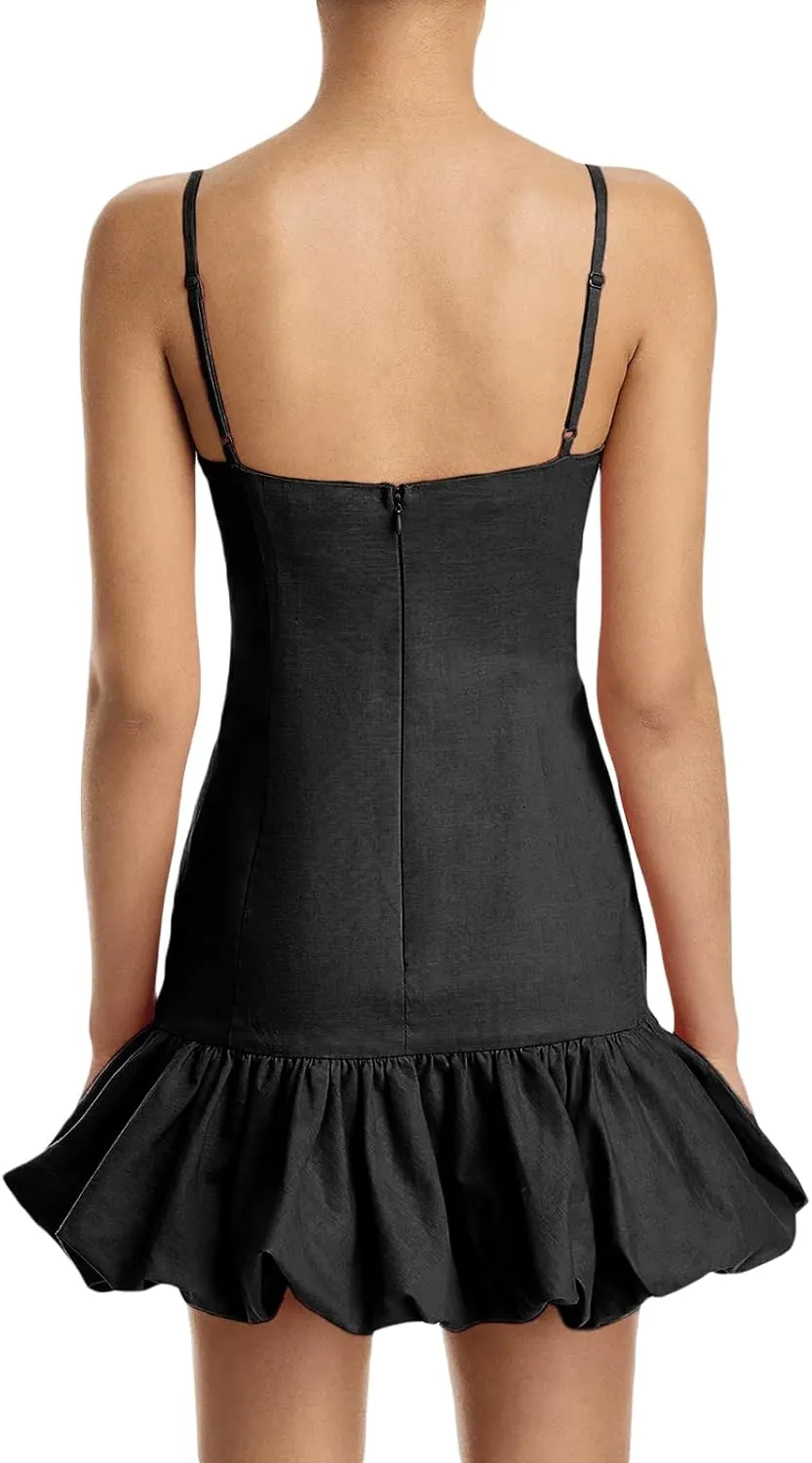 Womens Corset Lace Mini Dress Y2k Sexy Ruffle Hem A Line Bodycon Party Night Club Wear Camisole Short Dresses