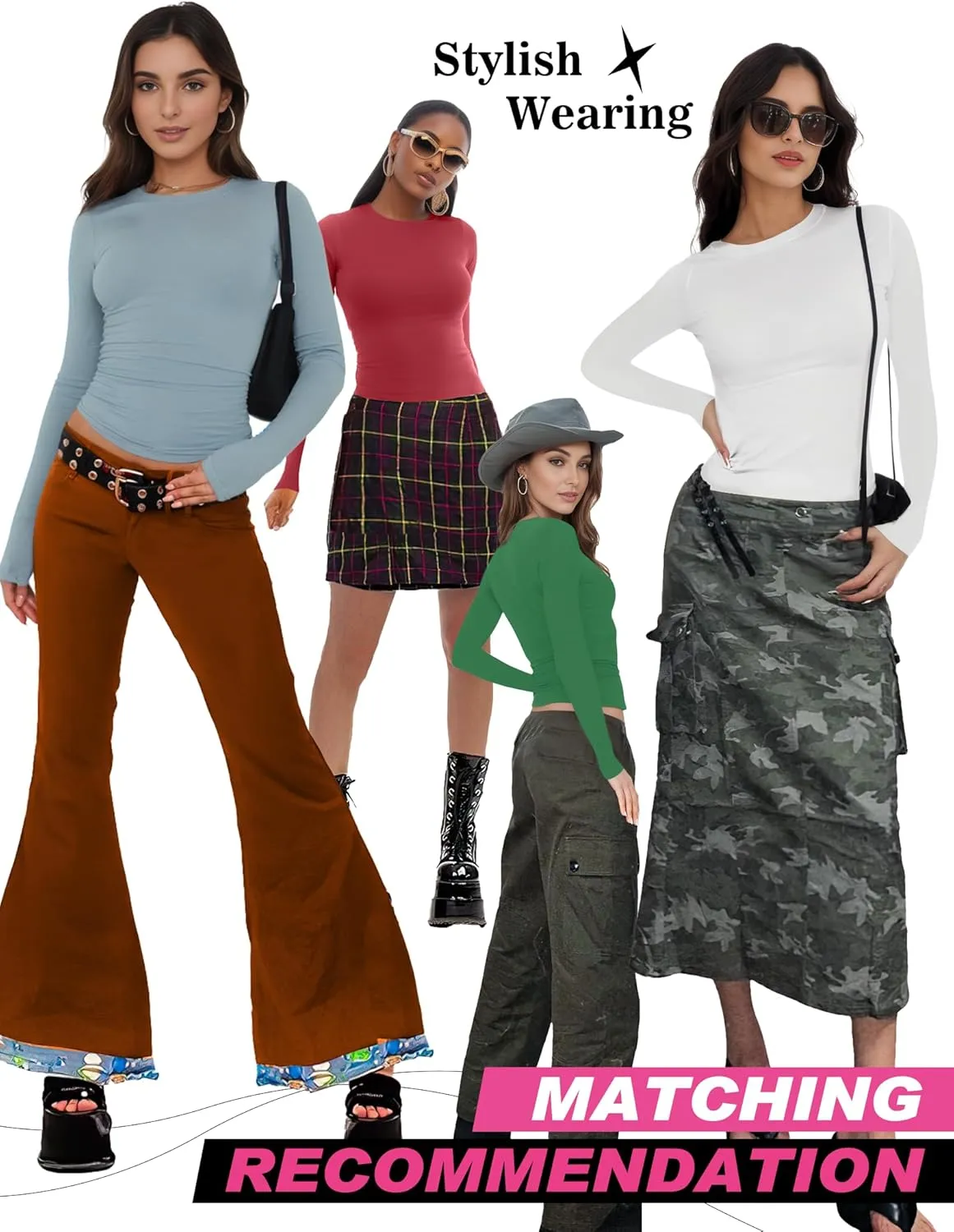 Womens Crew Neck Basic Long Sleeve T Shirt Slim Fit Tees 2025 Fall Y2k Going Out Crop Tops Cute Tight Shirts