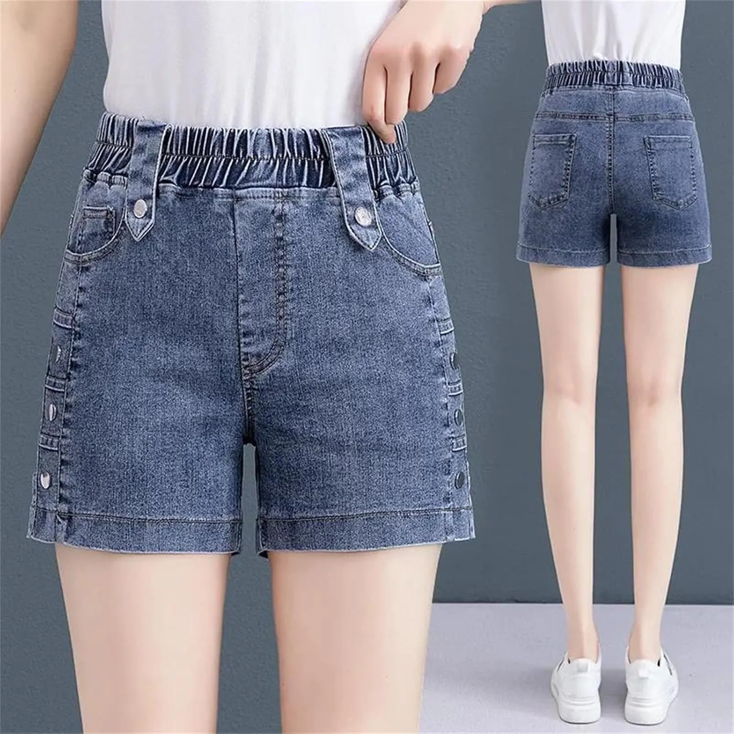 Womens Denim Mini Skirt Shorts Spring Summer High Waist A-Line Retro Chic