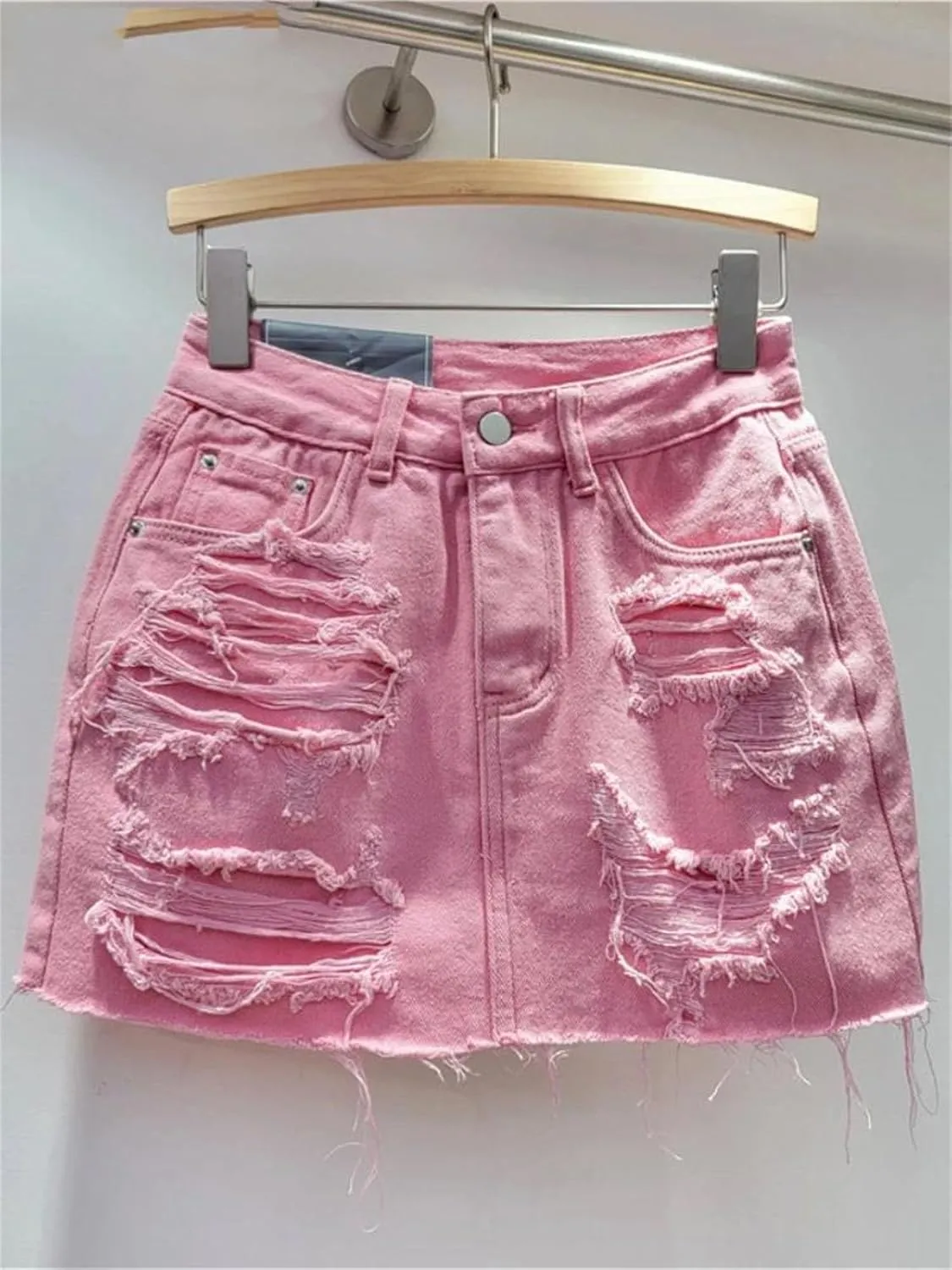 Womens Denim Mini Skirt Shorts Spring Summer High Waist Retro A-Line Casual