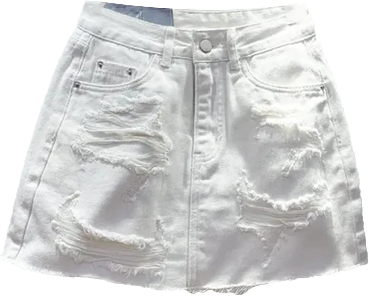 Womens Denim Mini Skirt Shorts Spring Summer High Waist Retro A-Line Casual