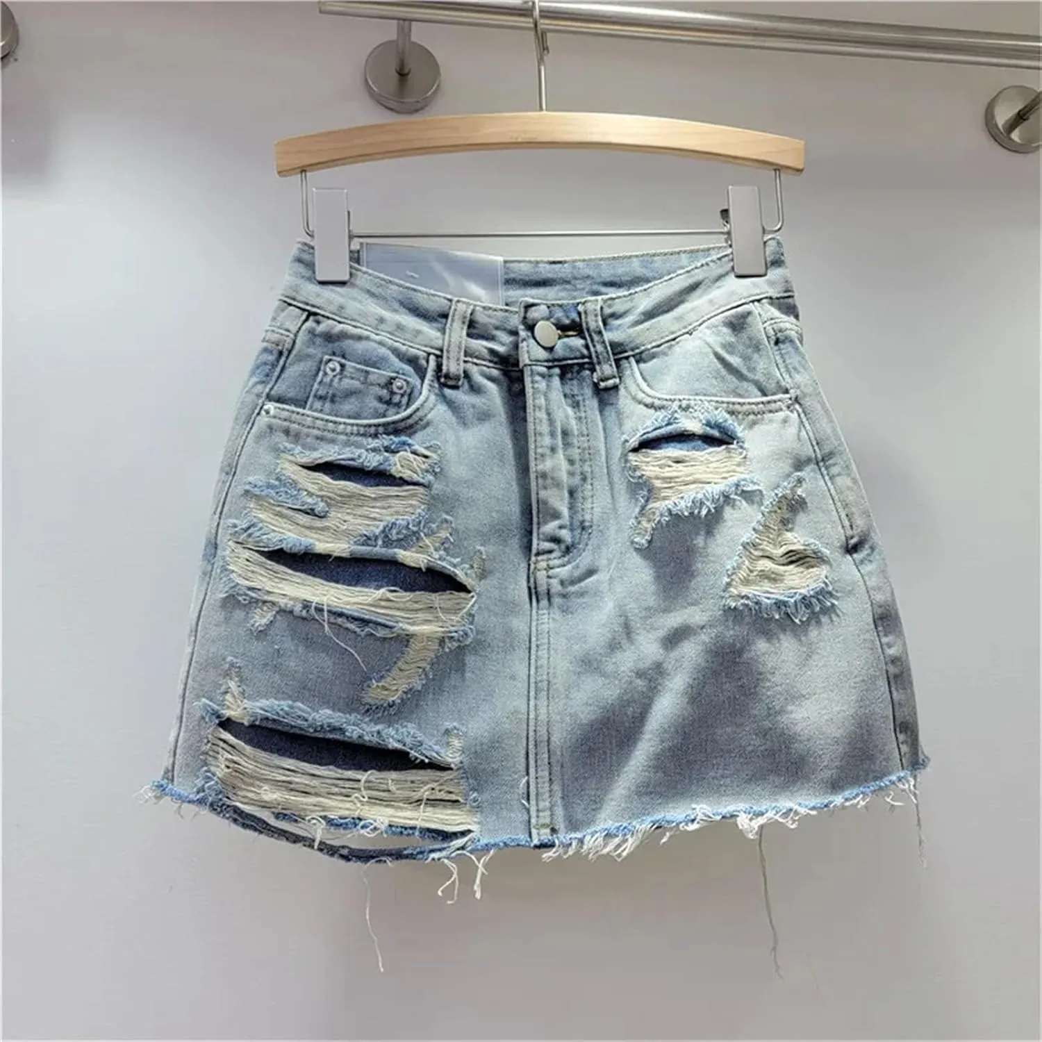 Womens Denim Mini Skirt Shorts Spring Summer High Waist Retro A-Line Casual