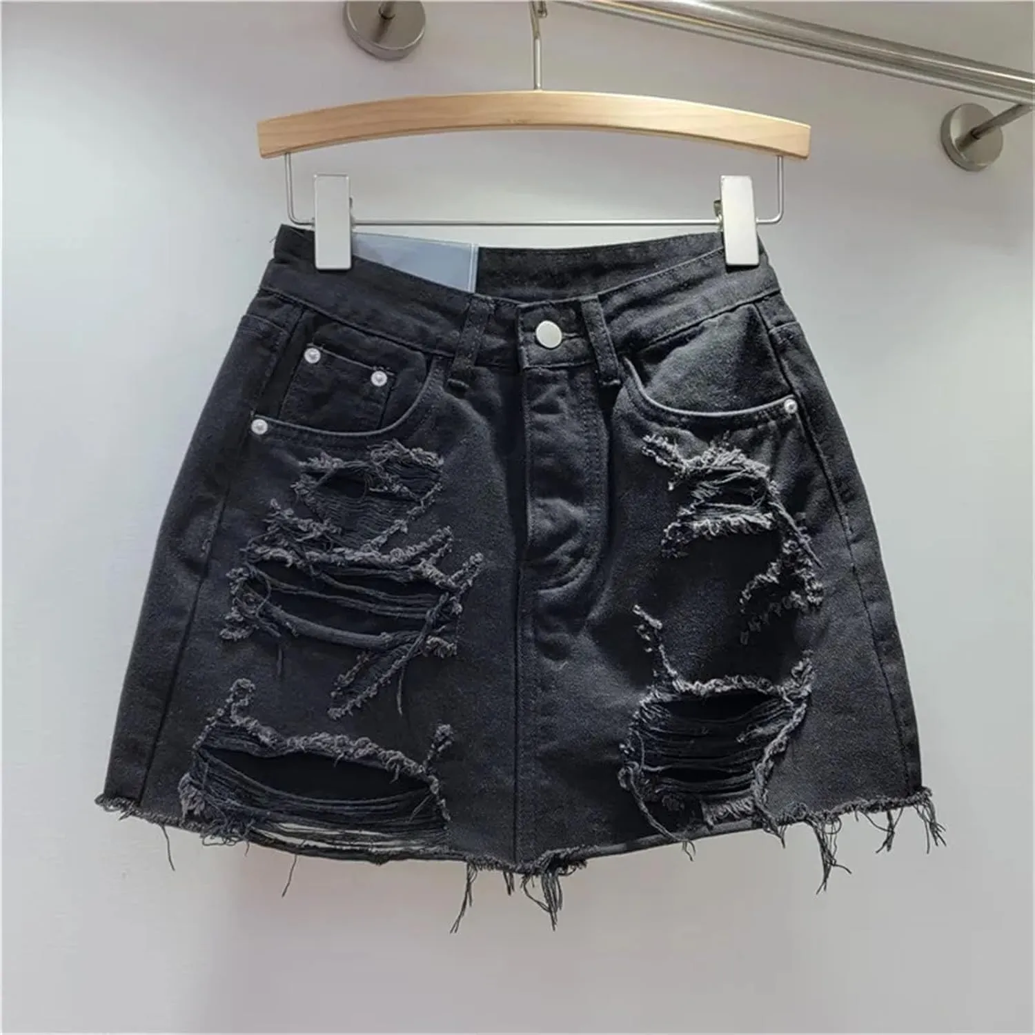 Womens Denim Mini Skirt Shorts Spring Summer High Waist Retro A-Line Casual