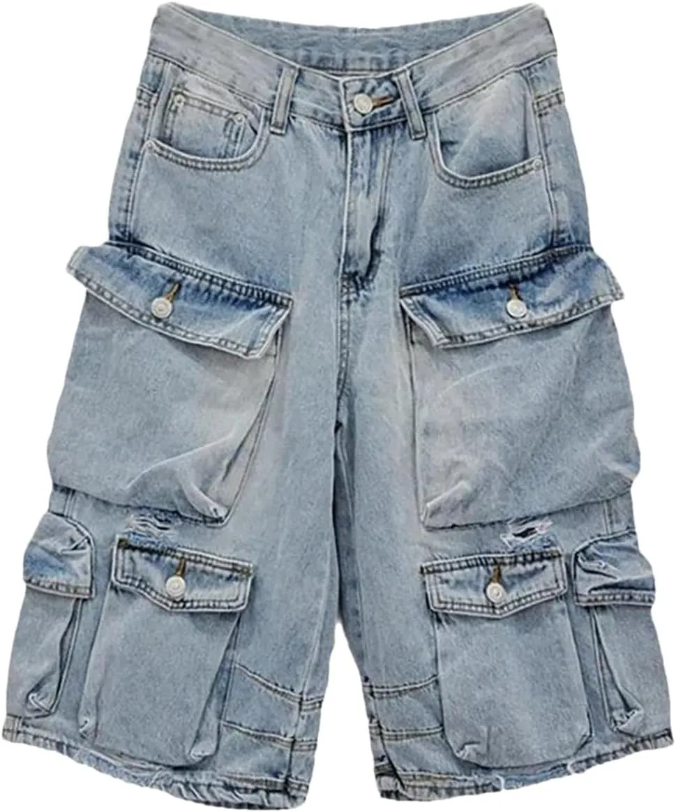 Womens Denim Mini Skirt Shorts Spring Summer High Waist Retro A-Line Office