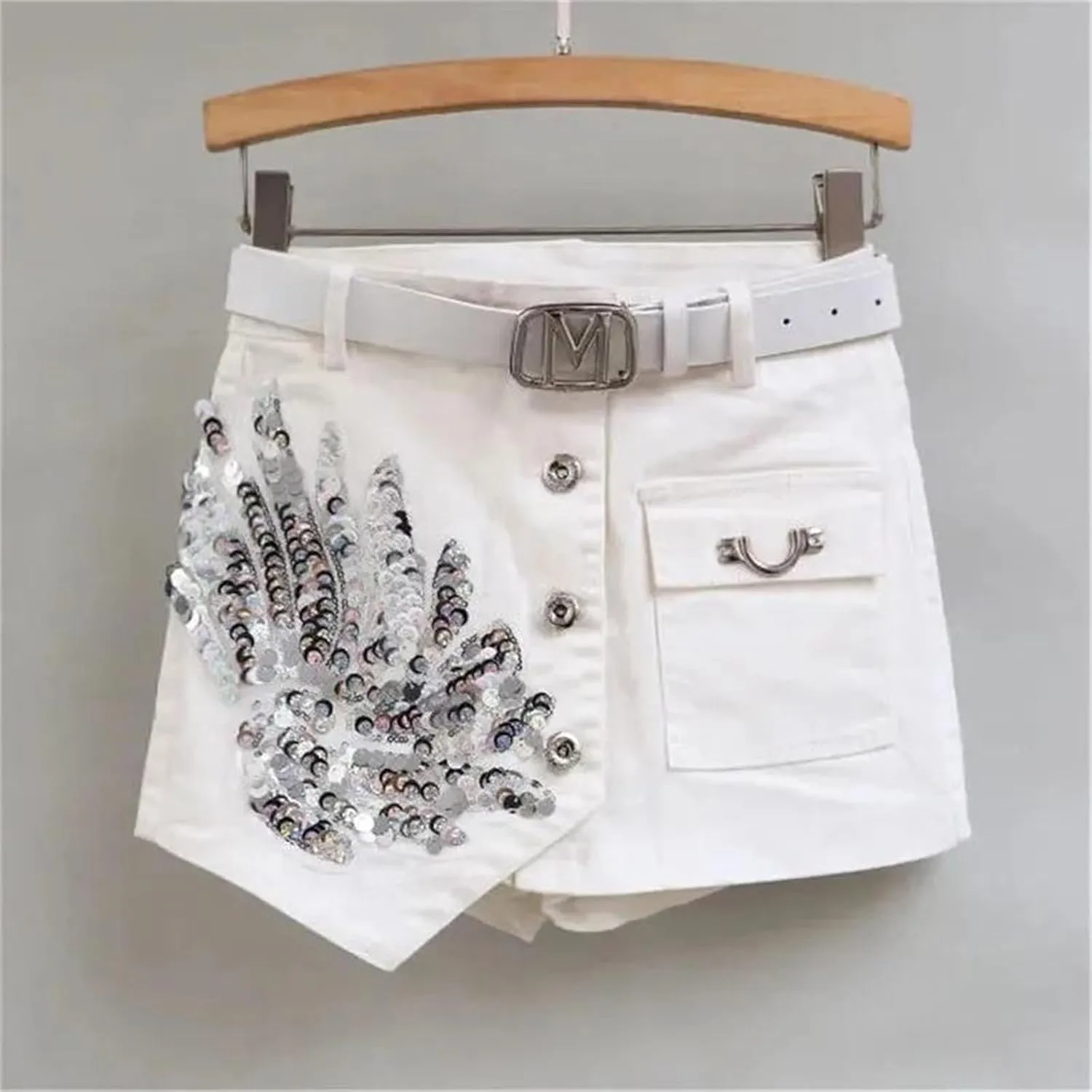 Womens Denim Mini Skirt Shorts Spring Summer High Waist Vintage Retro A-Line