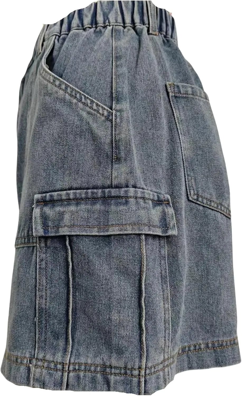 Womens Denim Mini Trendy High Waisted Jean Skirts, High Waisted Stretchy Jean Shorts Casual Slim Fit Short Skirts with Pocket