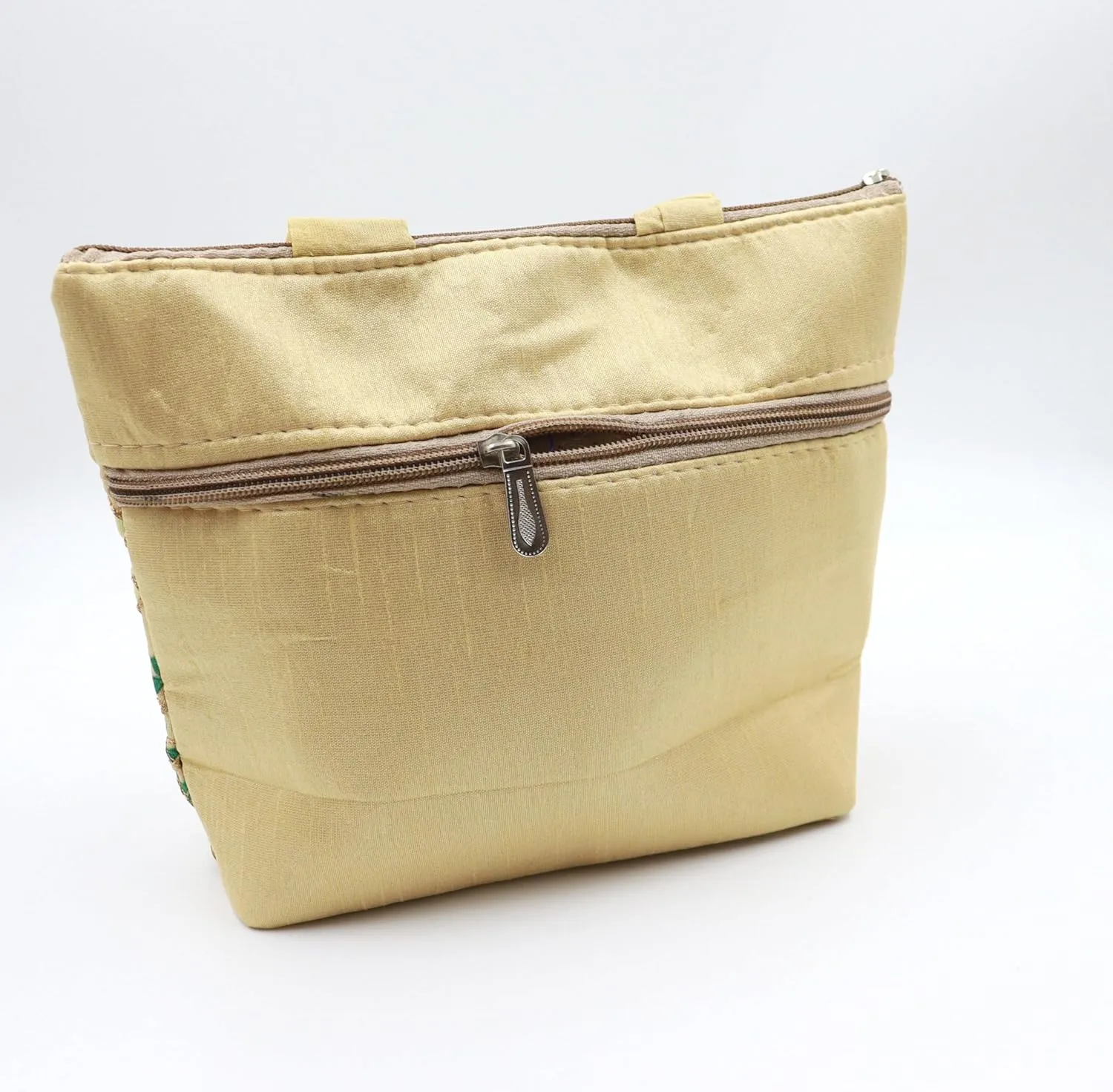 Womens Designer Embroidery Handbag Handmade Satin Bags for Wedding Party Fancy Purse with Top Handle