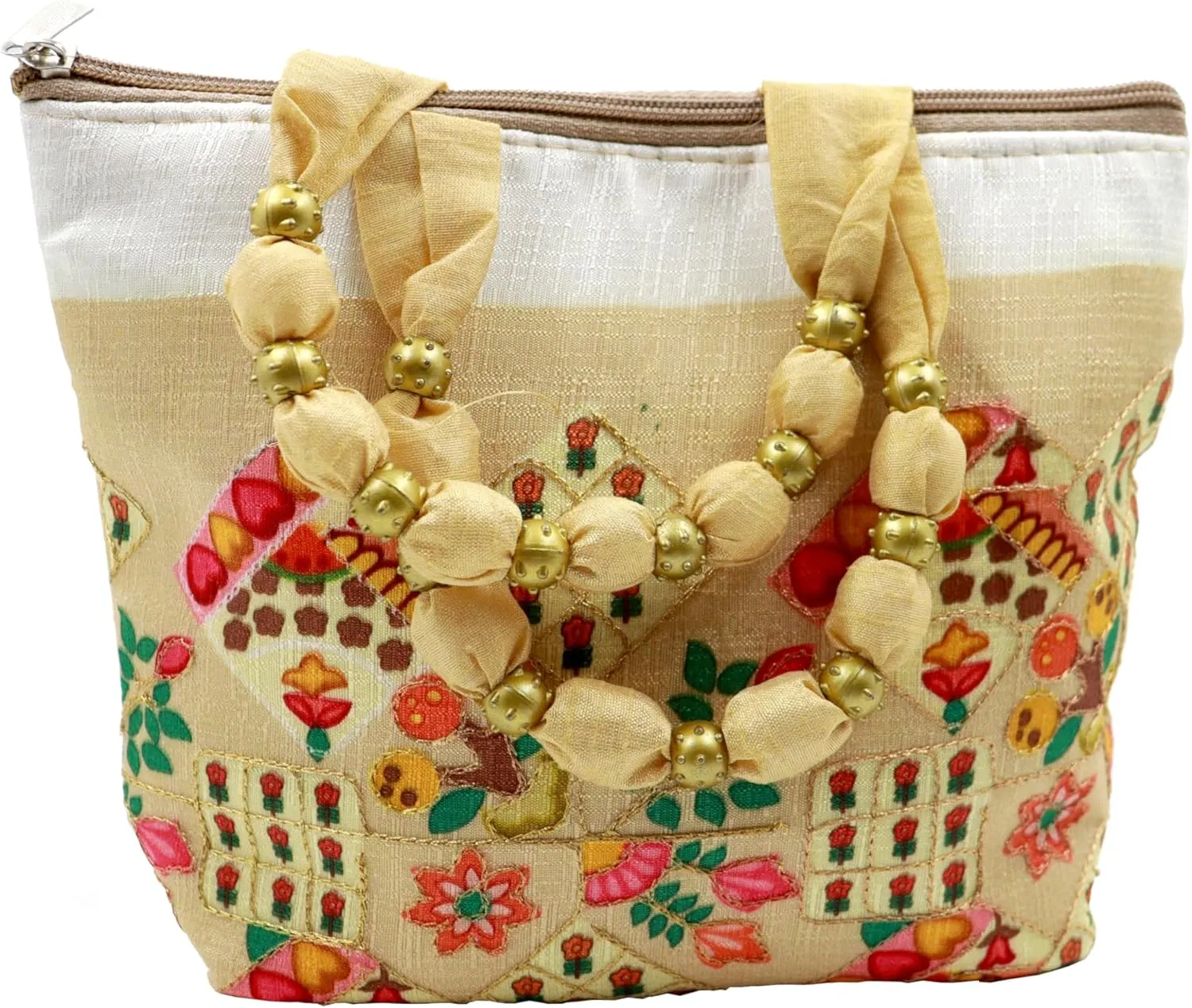 Womens Designer Embroidery Handbag Handmade Satin Bags for Wedding Party Fancy Purse with Top Handle