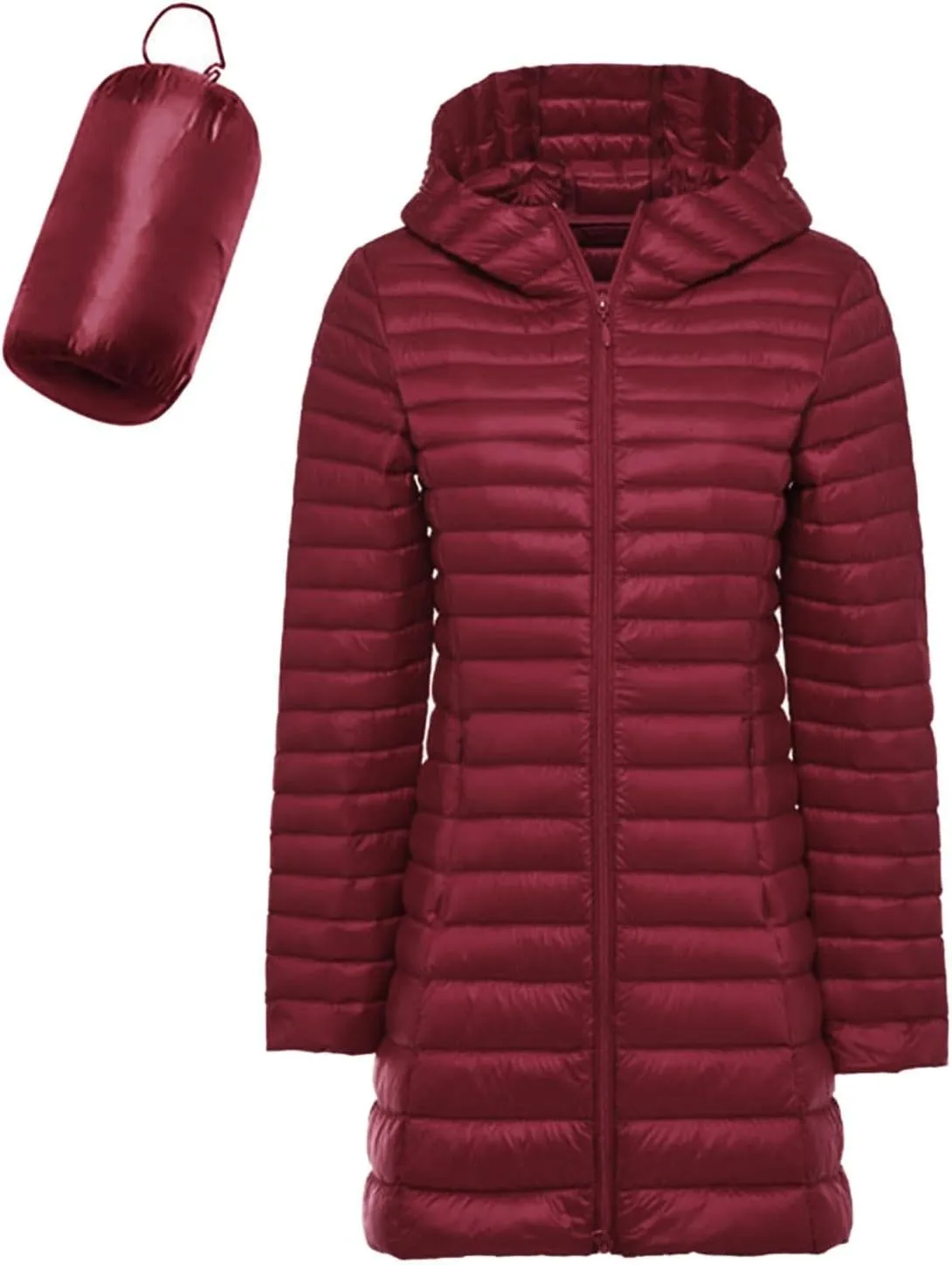 Women's Down Jacket Winter Lightweight Long Puffer Coats Packable Warm Windproof Ladies Parka Padded Hooded Coat