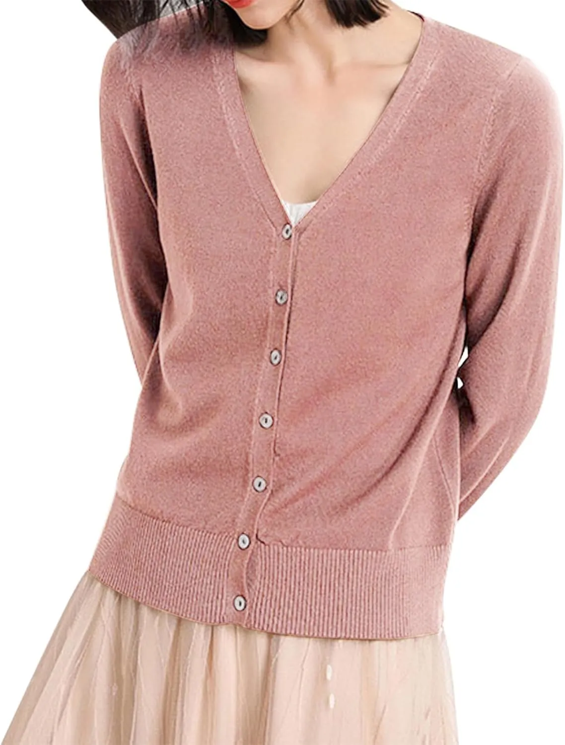 Women's Elegant Cardigan Crochet Knit Solid Color V Neck Button Fly Long Sleeve Tops Autumn Going Out Commute Sweater