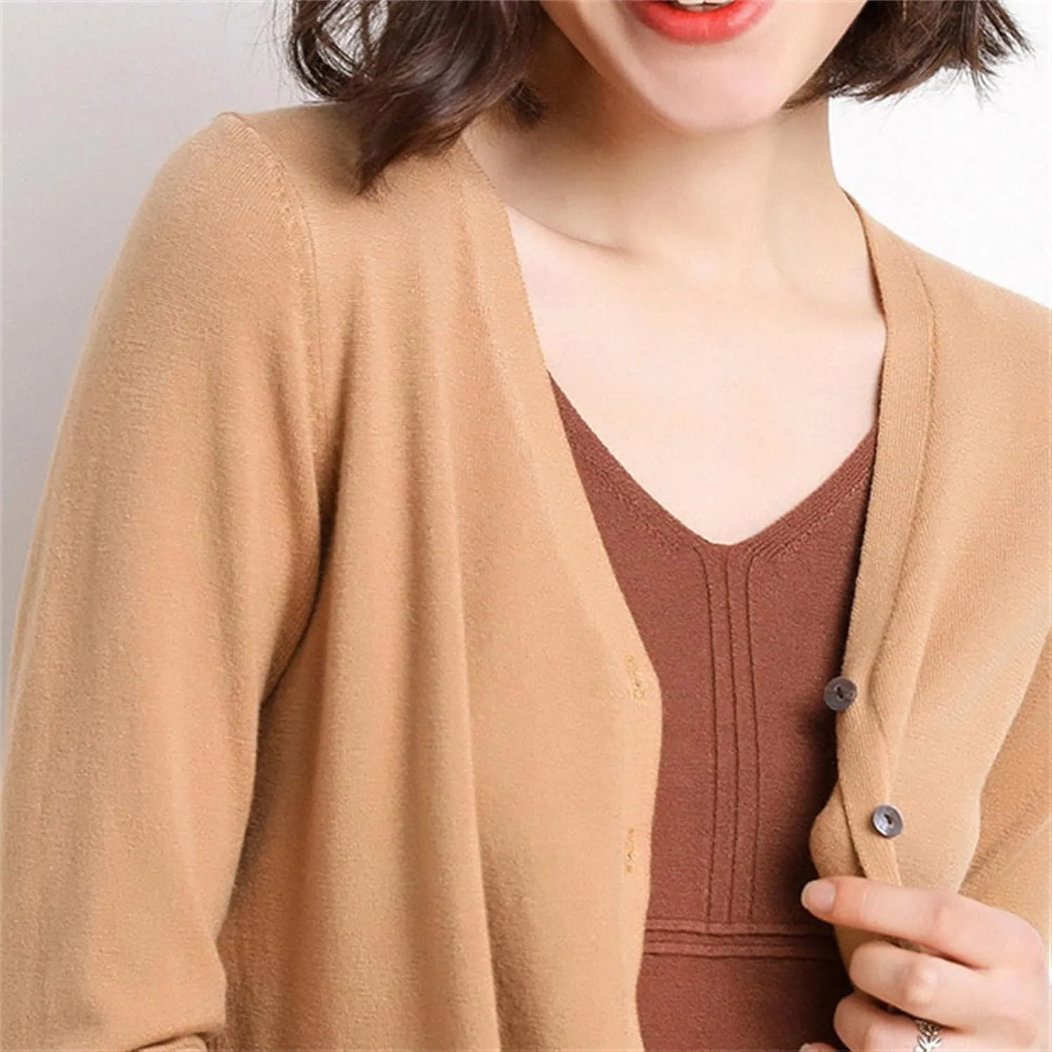 Women's Elegant Cardigan Crochet Knit Solid Color V Neck Button Fly Long Sleeve Tops Autumn Going Out Commute Sweater