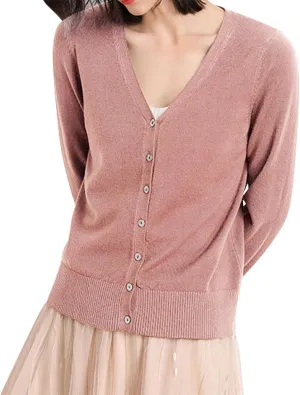 Women's Elegant Cardigan Crochet Knit Solid Color V Neck Button Fly Long Sleeve Tops Autumn Going Out Commute Sweater