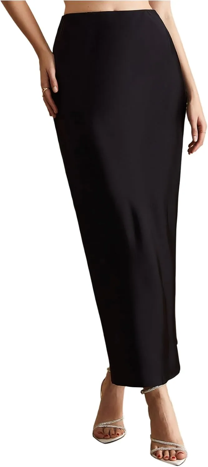 Women's Elegant Satin Skirts High Waisted Fishtail Business Casual Maxi Dressy Skirts
