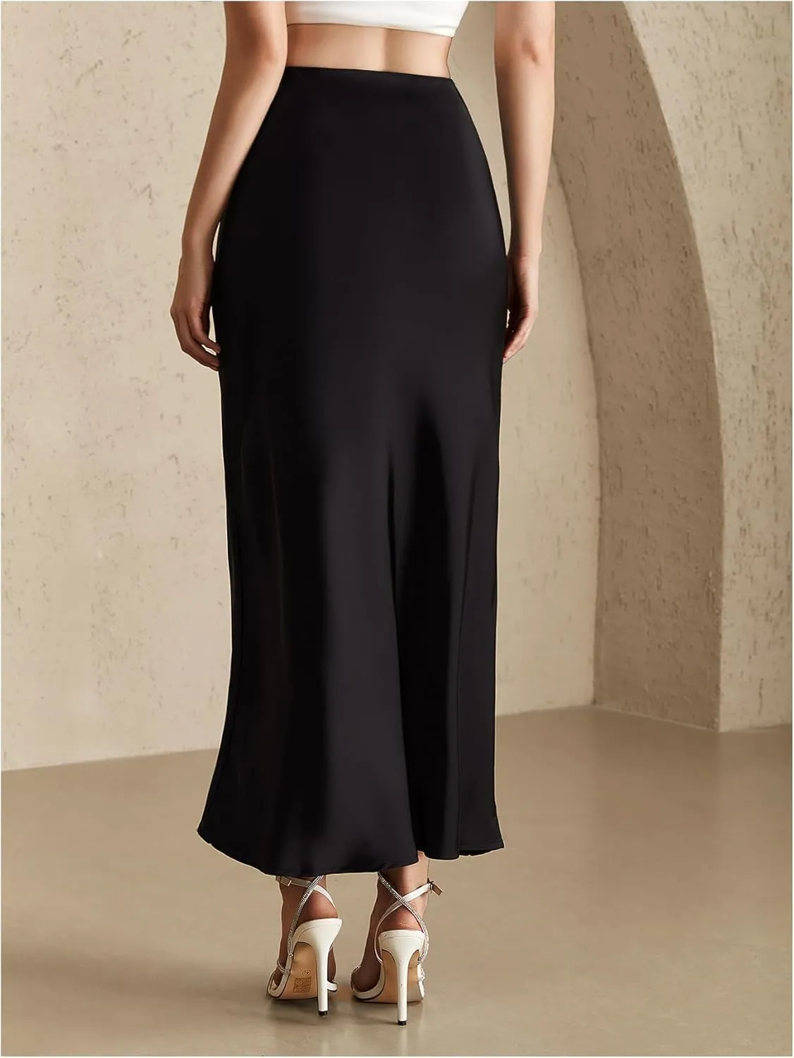 Women's Elegant Satin Skirts High Waisted Fishtail Business Casual Maxi Dressy Skirts