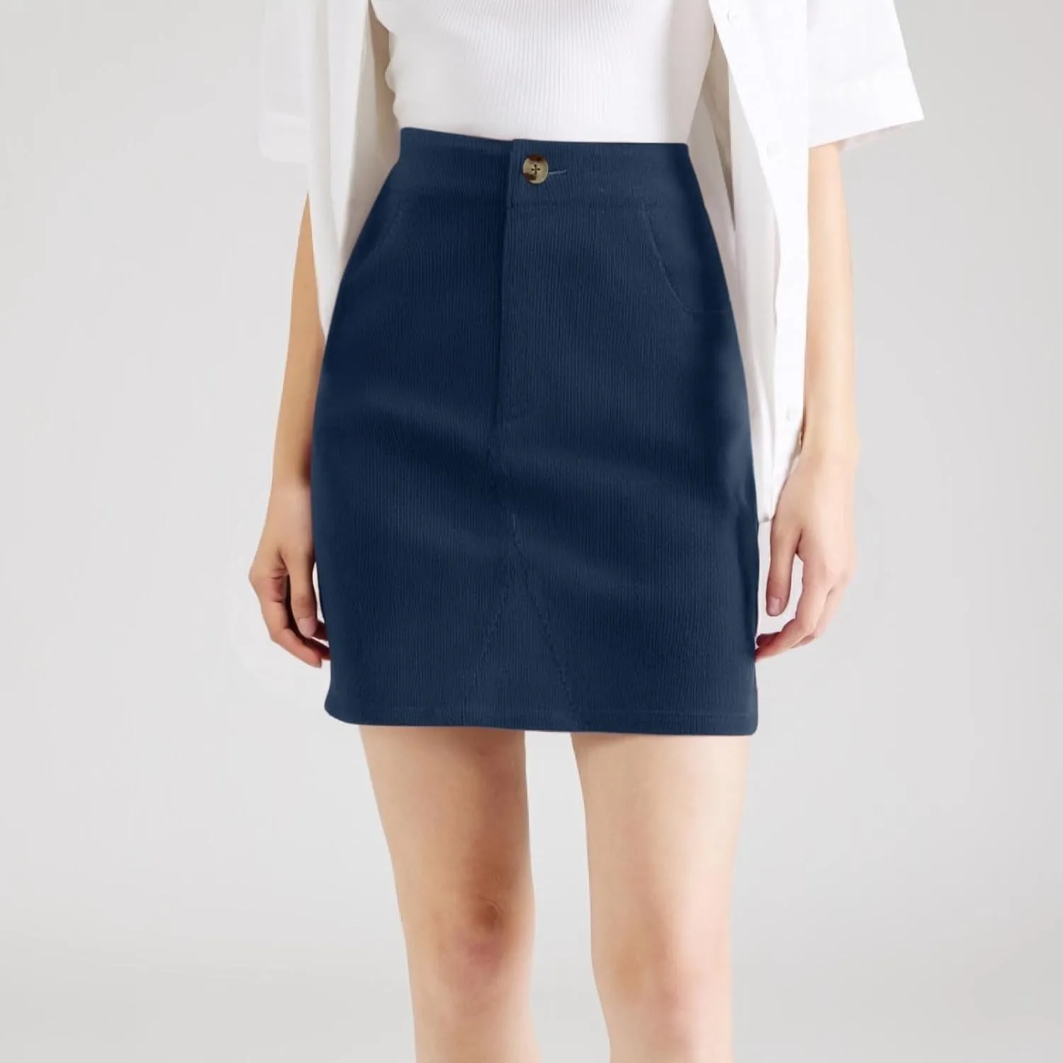 Women's Fall Midi Pencil Skirts Dressy Casual Work High Waisted Trendy Winter Corduroy Skirt with Pocket