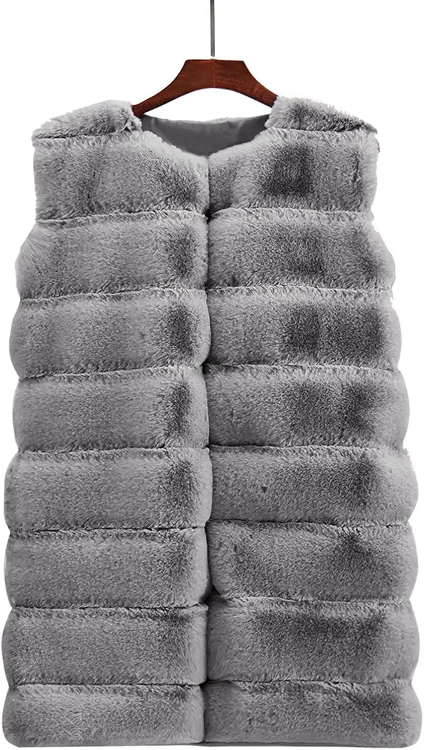 Womens Faux Fur Gilet Coats Sleeveless Waistcoat Solid Color Warmer Jacket Fluffy Coat Winter Outwear Tops