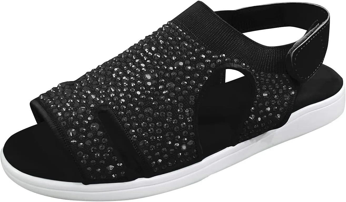 Women's Flat Sandals Ladies Toe Womens Comfortable Shoes Sandals Loop Wedge Hook Mesh Breathable