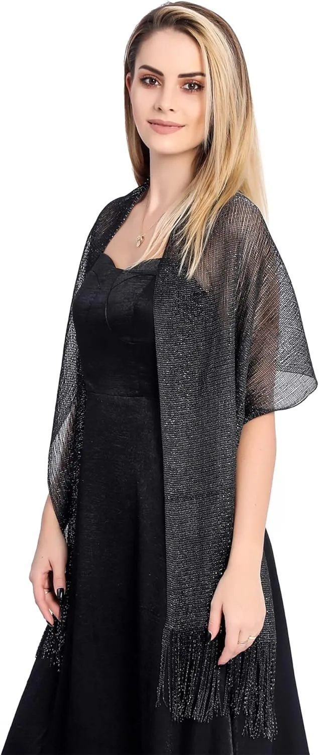 Women's Floral Scarf Tassels Shawl, Fringe Wraps for Wedding Evening Party Dresse(DDNPJ4)