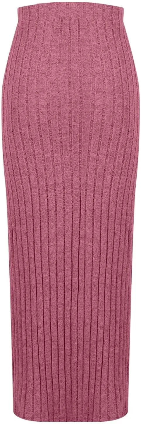 Women's High Waist Long Maxi Skirt Stretch Slim Fit Bodycon Work Pencil Skirts Solid Color Business Dress