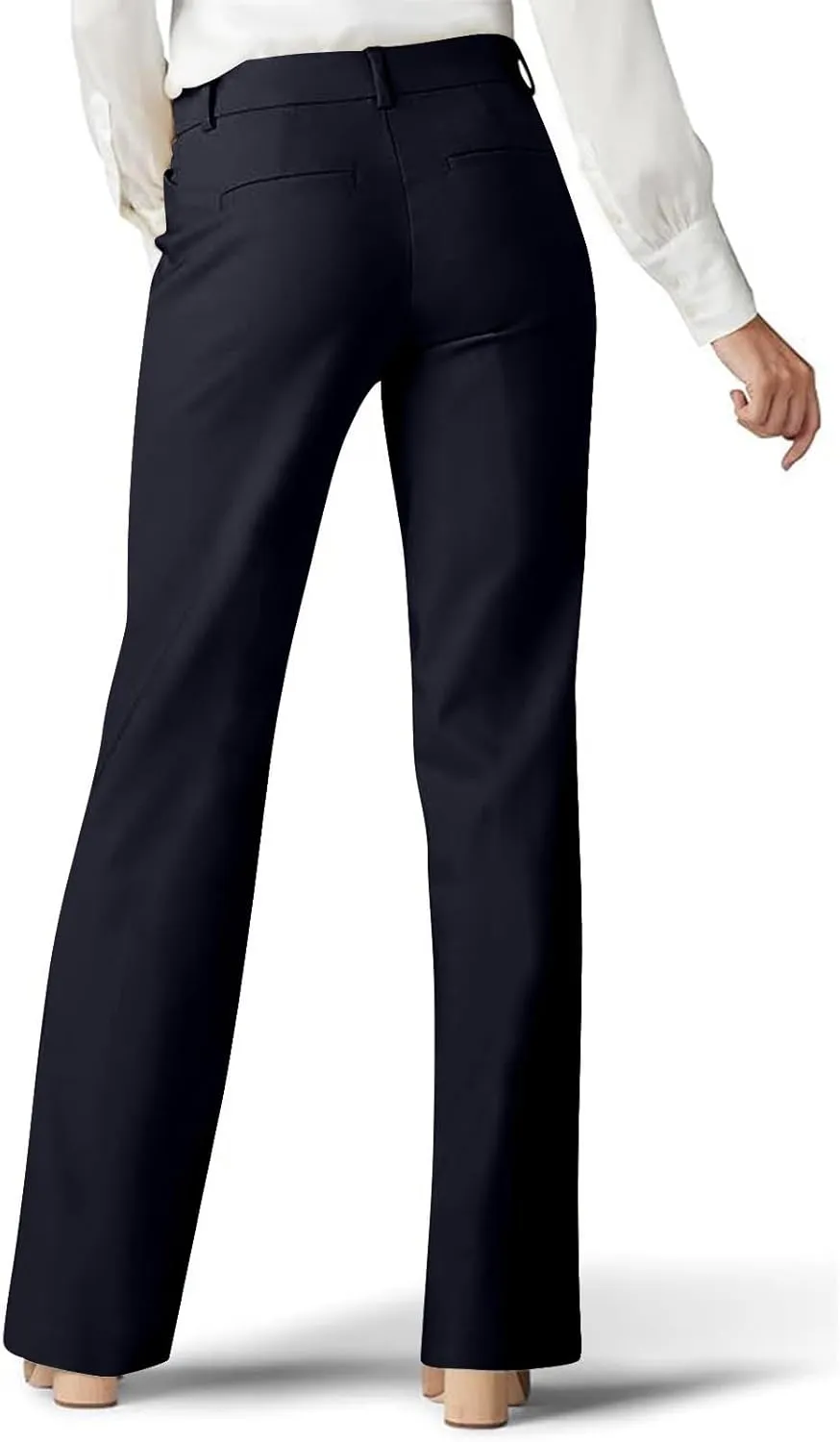 Womens High Waist Wide Straight Leg Trousers Casual Slacks Dress Pants with Pockets Pull On Office Work Business Pant