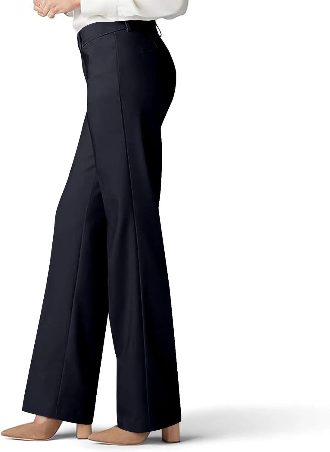 Womens High Waist Wide Straight Leg Trousers Casual Slacks Dress Pants with Pockets Pull On Office Work Business Pant