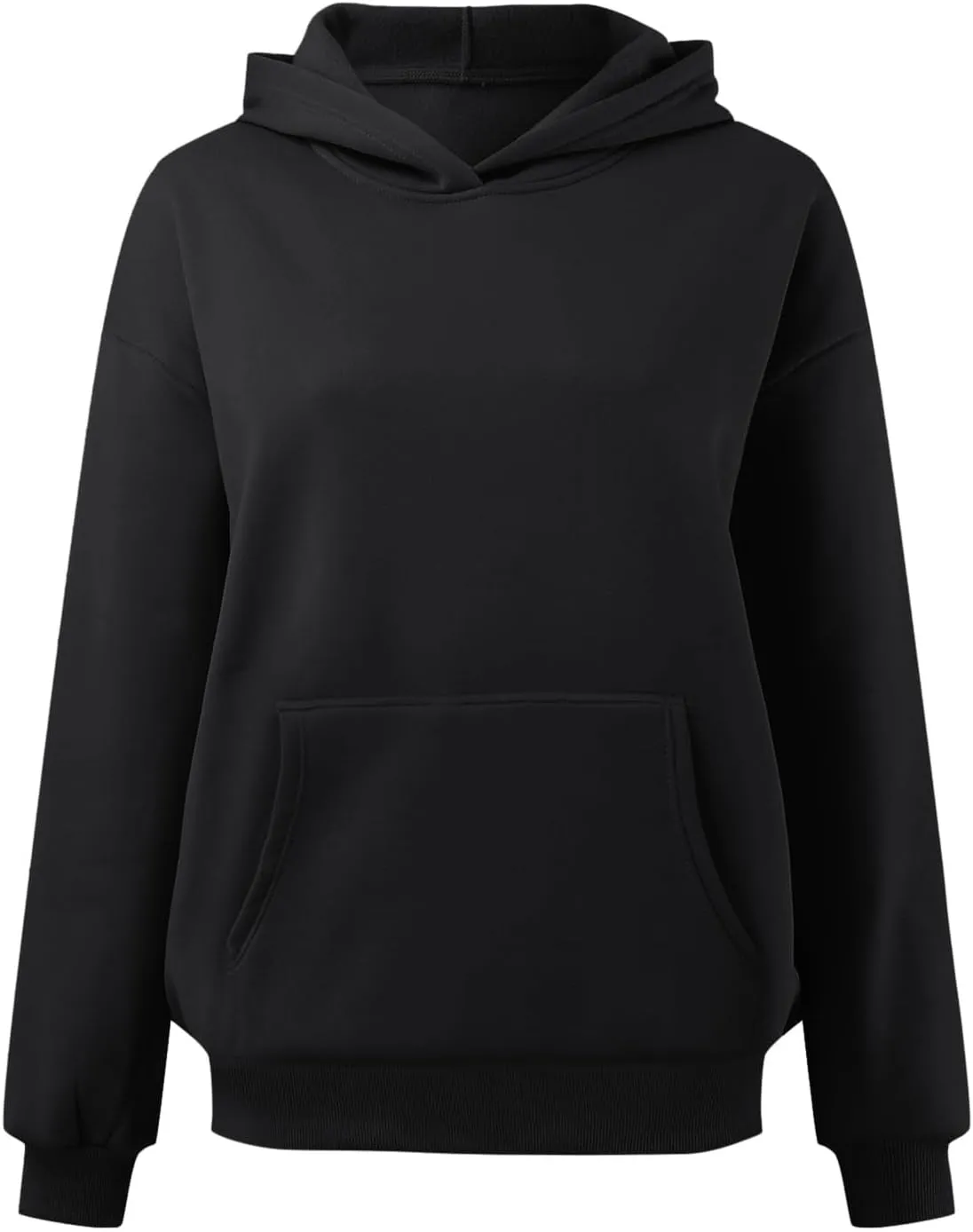 Womens Hoodie Pullover Casual Plain Basic Sweatshirt with Hood Solid Color Oversized Long Sleeve Hoodies
