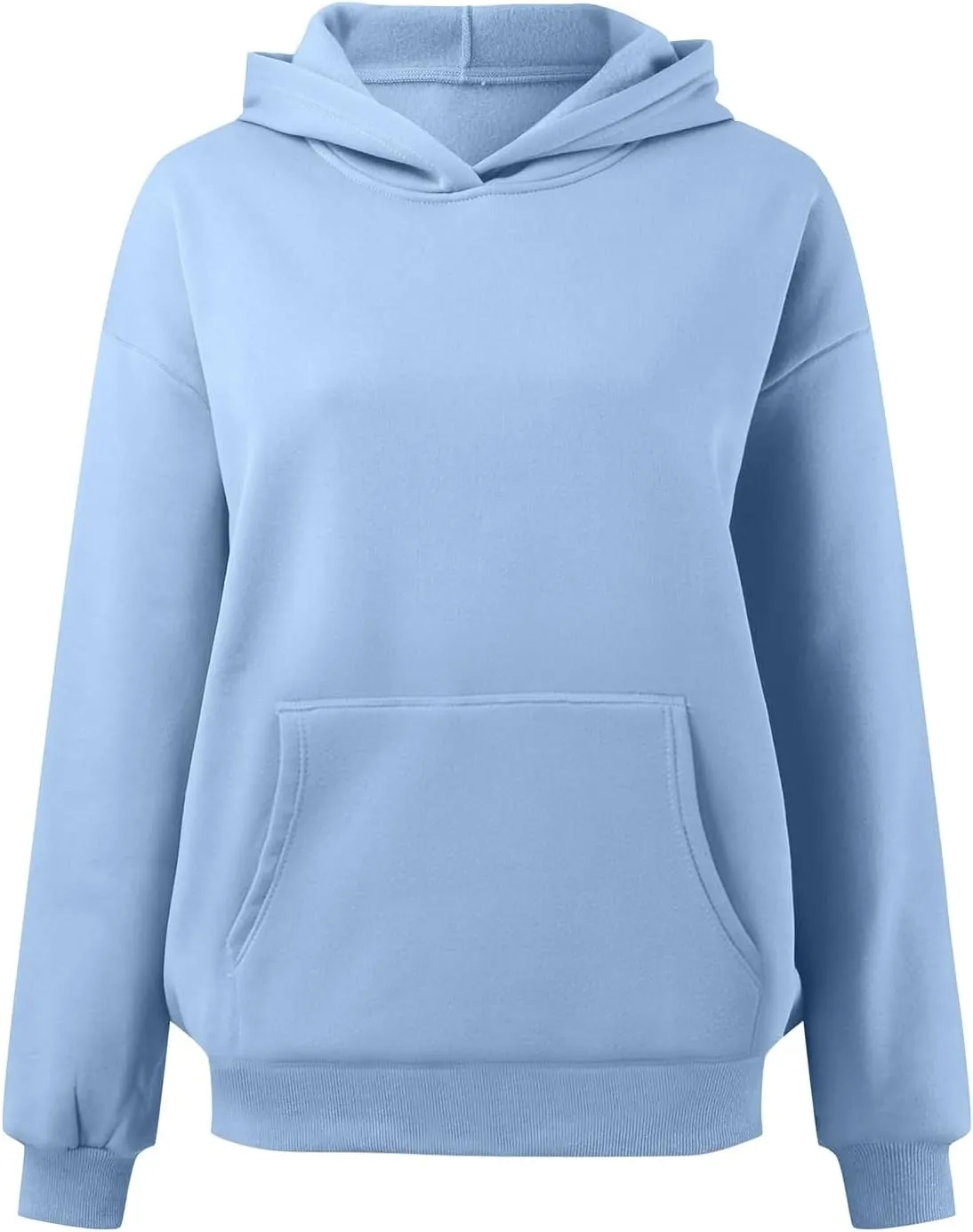 Womens Hoodie Pullover Casual Plain Basic Sweatshirt with Hood Solid Color Oversized Long Sleeve Hoodies
