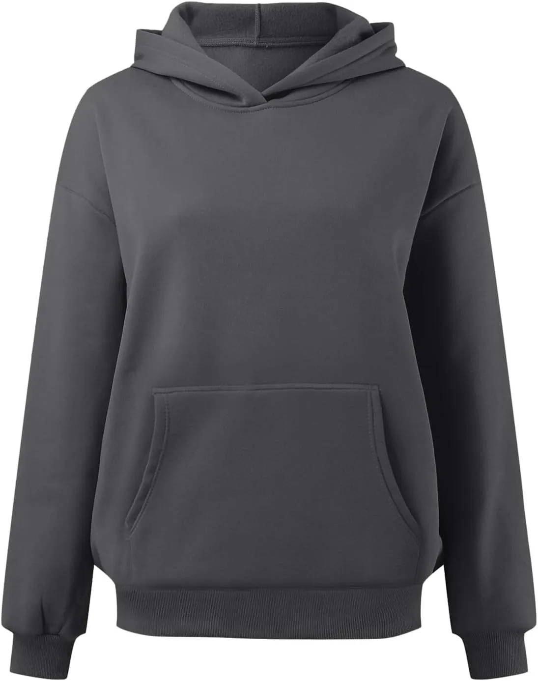 Womens Hoodie Pullover Casual Plain Basic Sweatshirt with Hood Solid Color Oversized Long Sleeve Hoodies