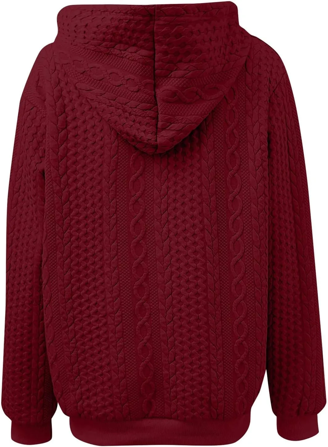 Womens Hoodies Fall Winter Waffle Knit Drop Shoulder Casual Sweatshirts with Pocket Pullover