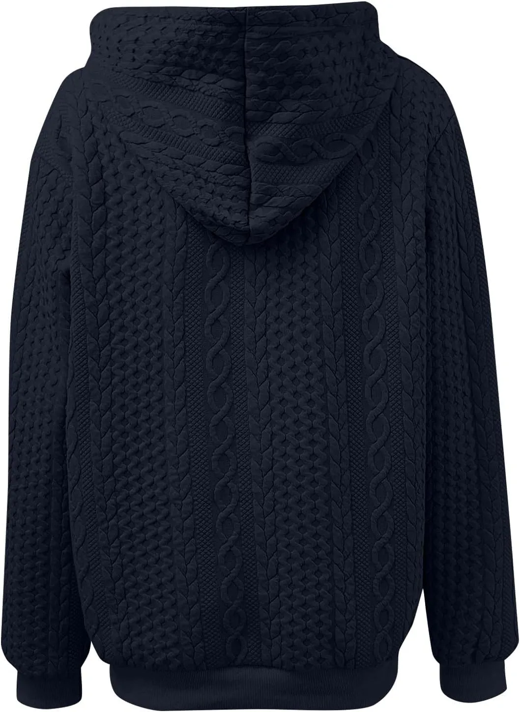 Womens Hoodies Fall Winter Waffle Knit Drop Shoulder Casual Sweatshirts with Pocket Pullover