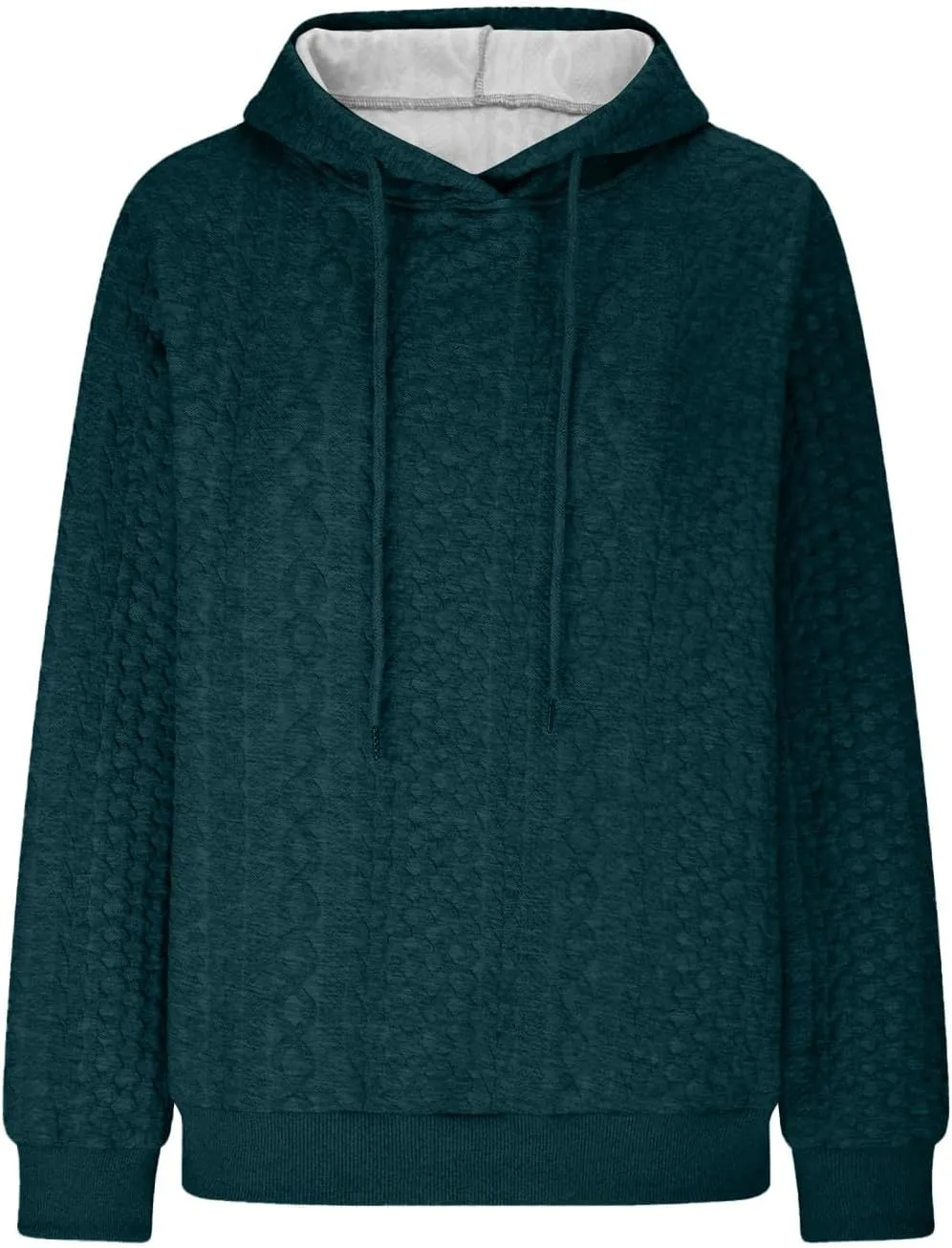 Womens Hoodies Fall Winter Waffle Knit Drop Shoulder Casual Sweatshirts with Pocket Pullover