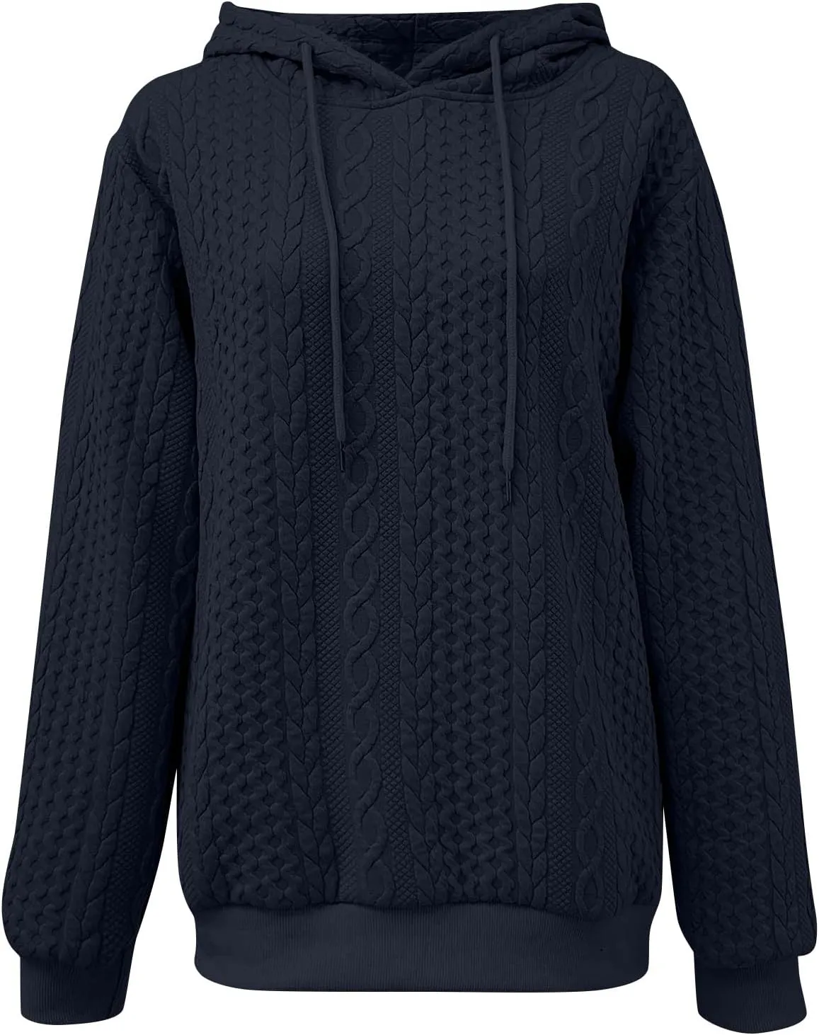 Womens Hoodies Fall Winter Waffle Knit Drop Shoulder Casual Sweatshirts with Pocket Pullover
