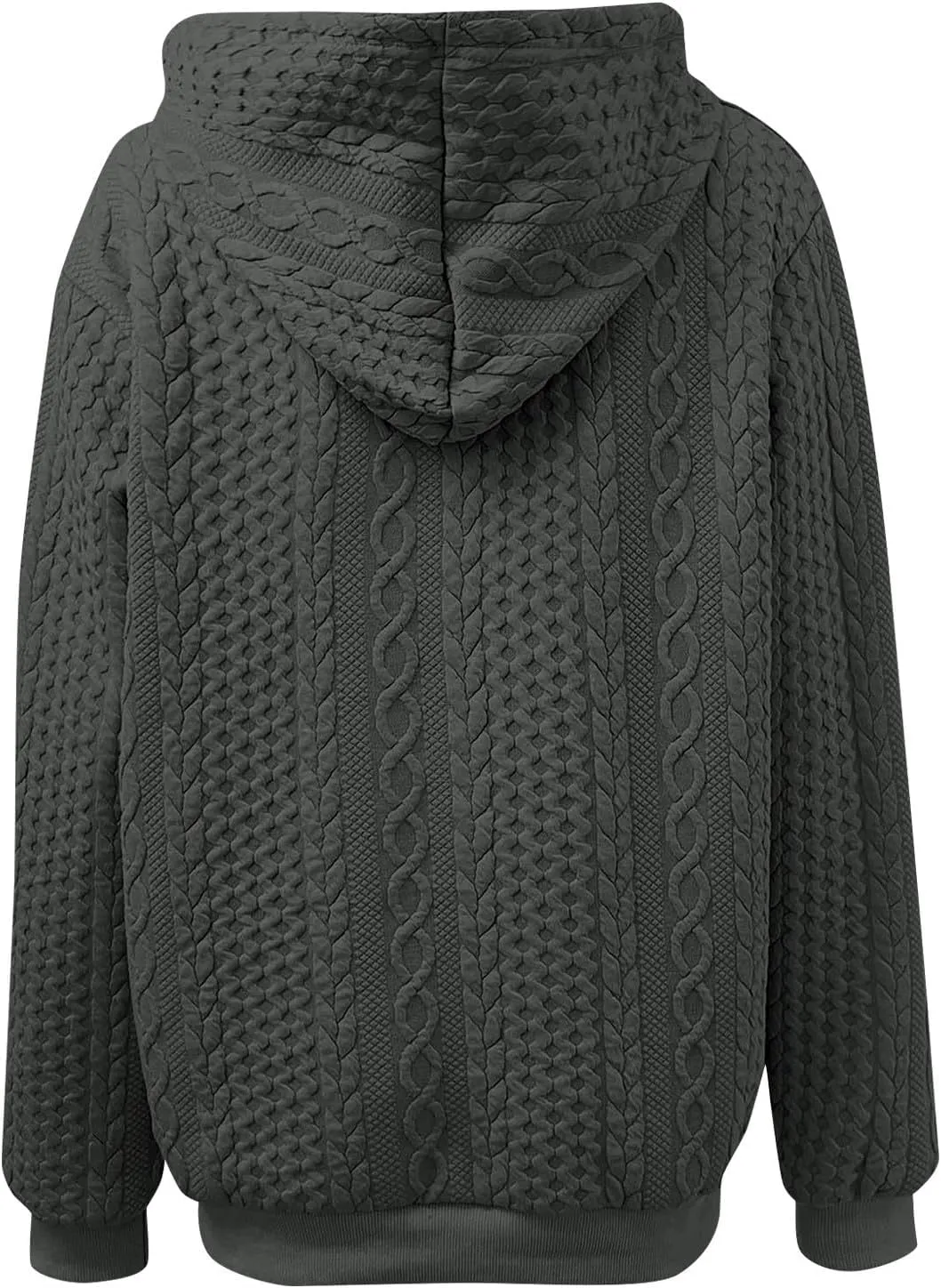 Womens Hoodies Fall Winter Waffle Knit Drop Shoulder Casual Sweatshirts with Pocket Pullover