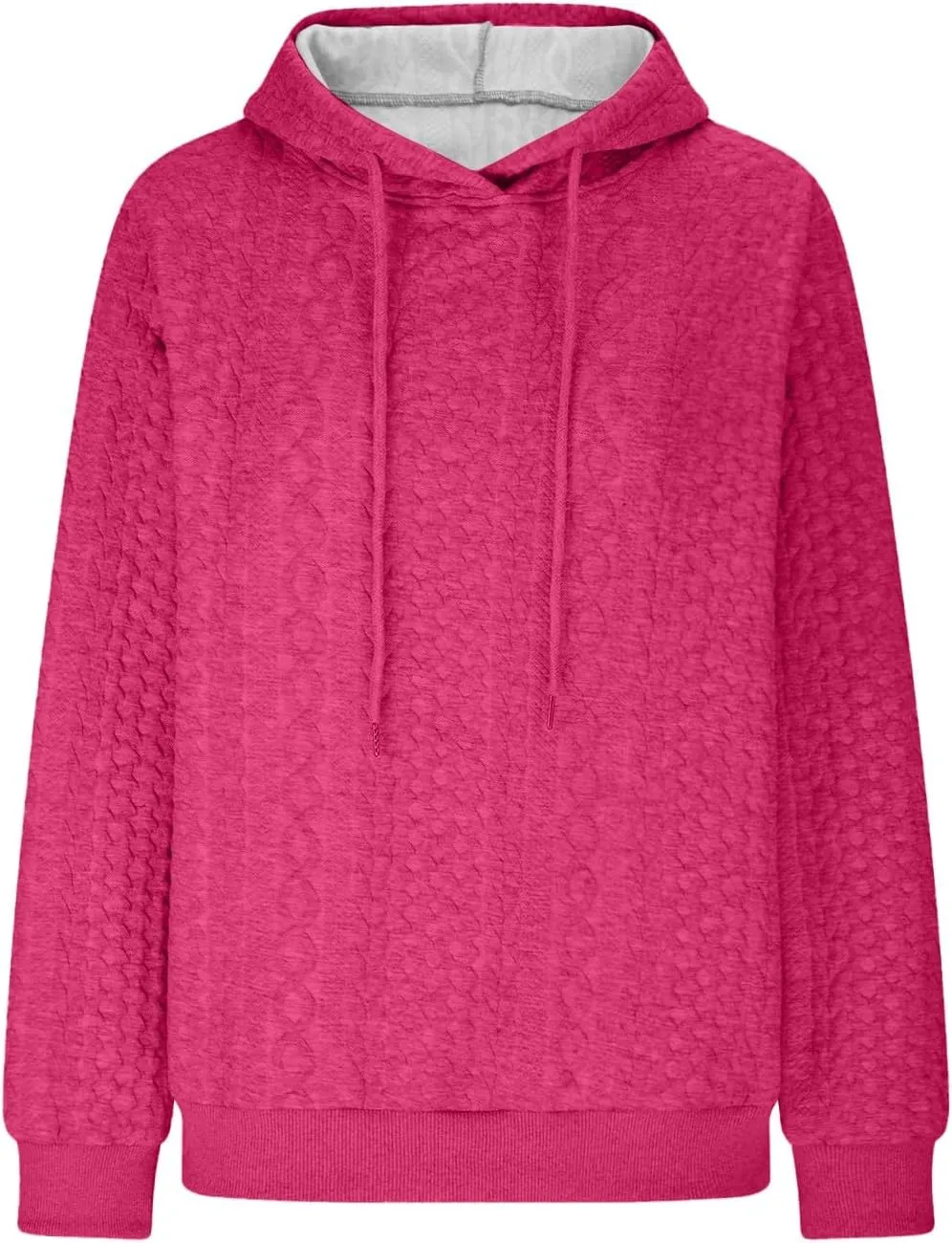 Womens Hoodies Fall Winter Waffle Knit Drop Shoulder Casual Sweatshirts with Pocket Pullover