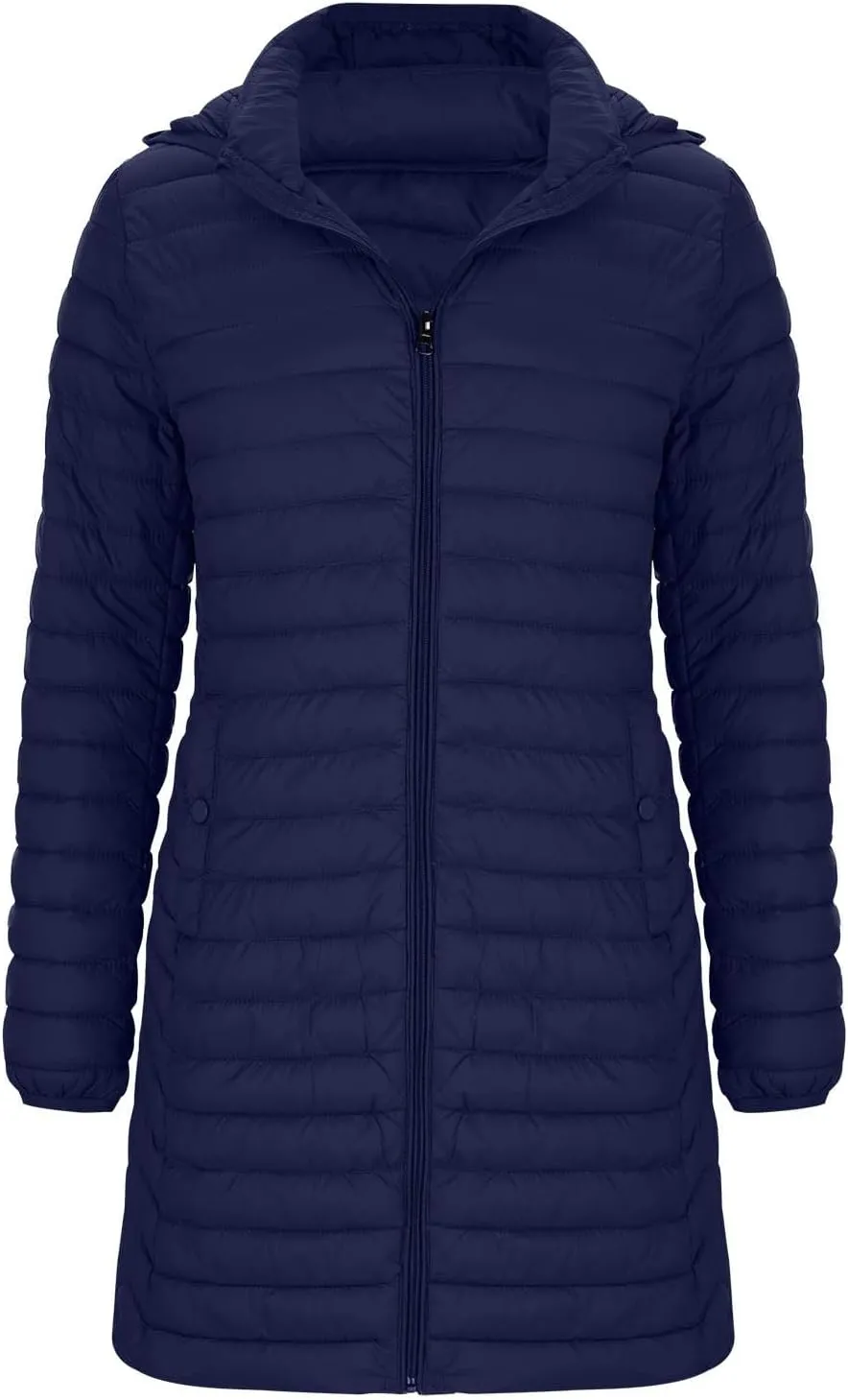 Women's Lightweight Puffer Jackets Winter Warm Long Sleeve Zip Quilted Padded Jacket Plus Size Down Jackets With Hood