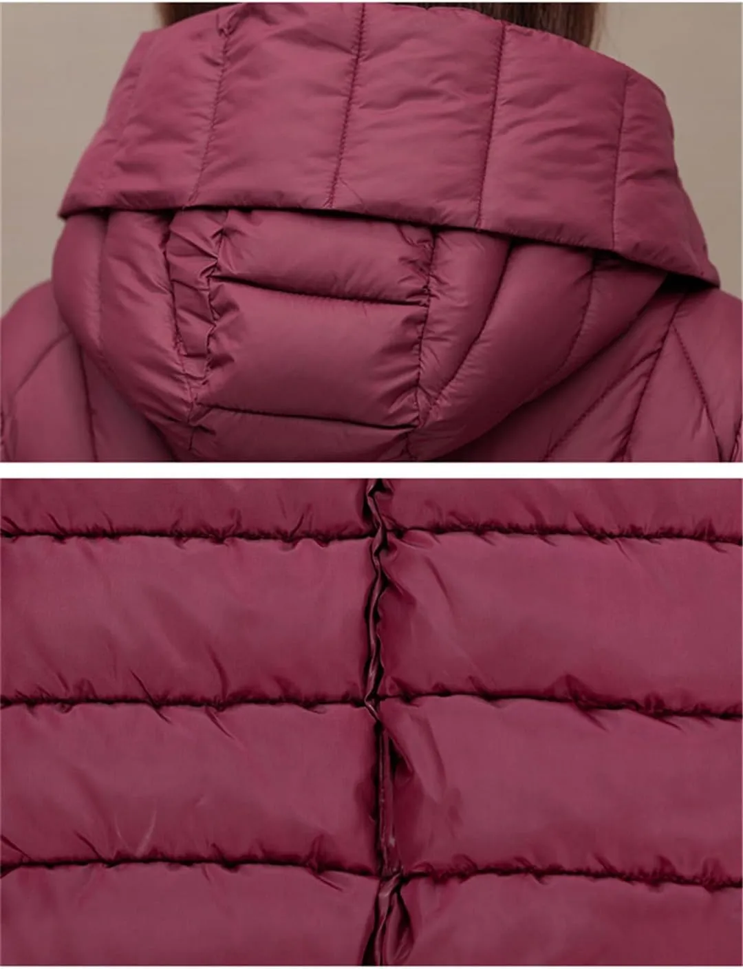 Womens Long Cotton-Padded Coat Hooded Long Sleeve Slim Parkas Jacket Outwear