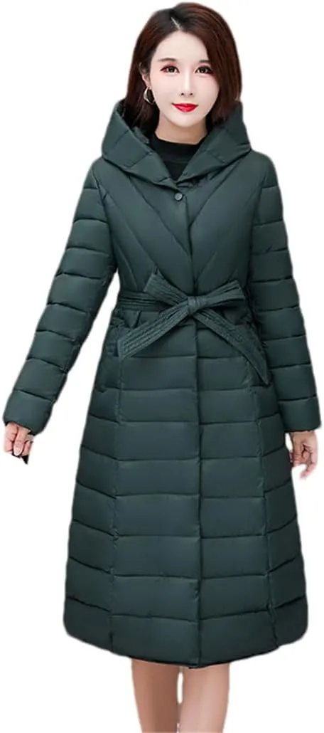 Womens Long Cotton-Padded Coat Hooded Long Sleeve Slim Parkas Jacket Outwear
